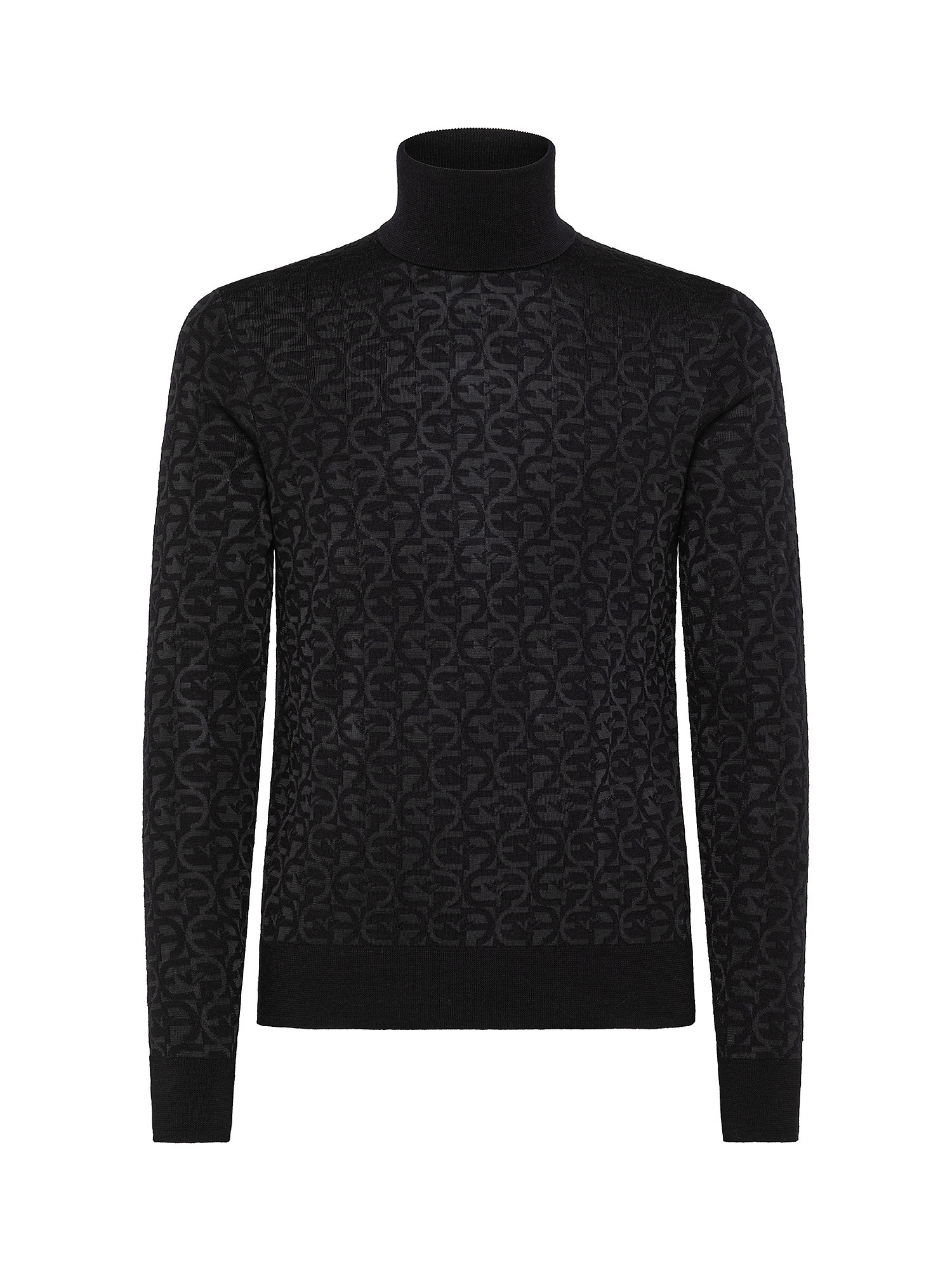Turtleneck with tone-on-tone all-over print, Blue, large image number 0