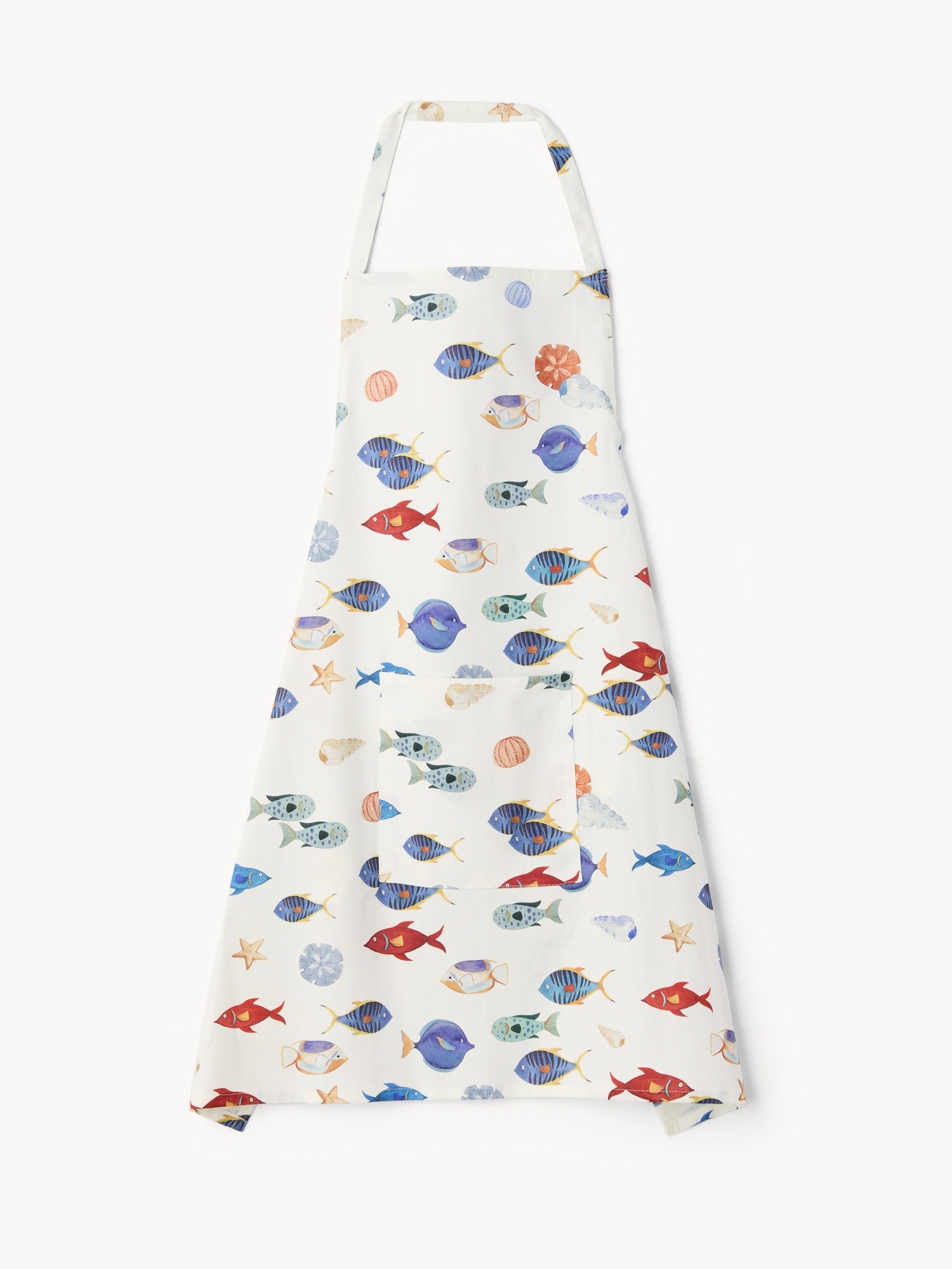 Cotton twill kitchen apron with seabed print, Multicolor, large image number 0