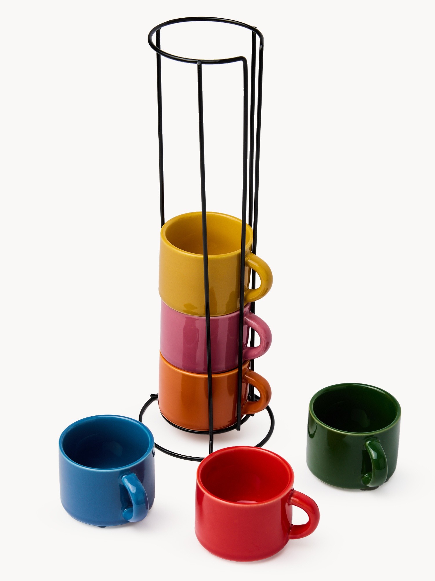 Set 4 tazze caff&egrave; in ceramica impilabili, Multicolor, large image number 1