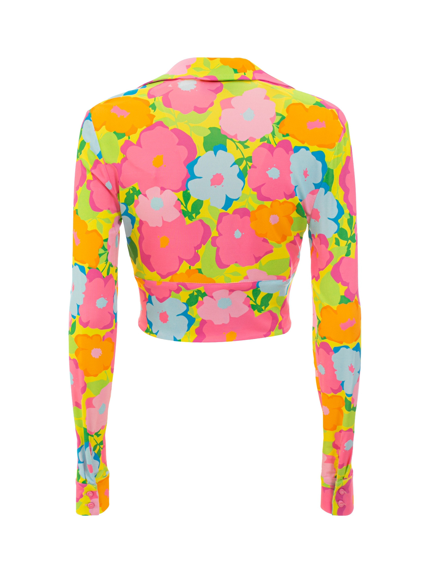 Chiara Ferragni - Cropped shirt in flower print jersey, Multicolor, large image number 1