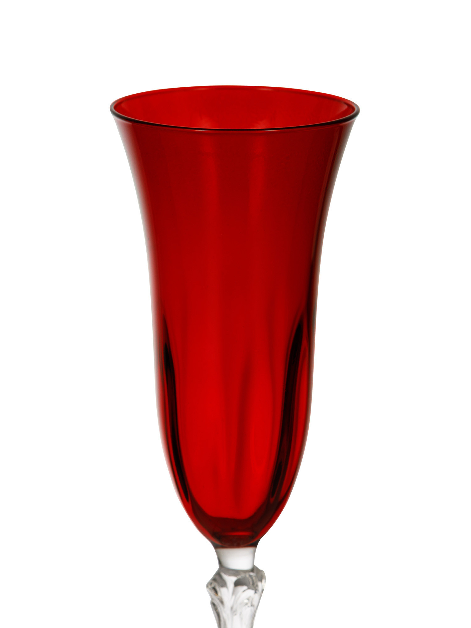 Set of 6 red flute glasses, Red, large image number 1