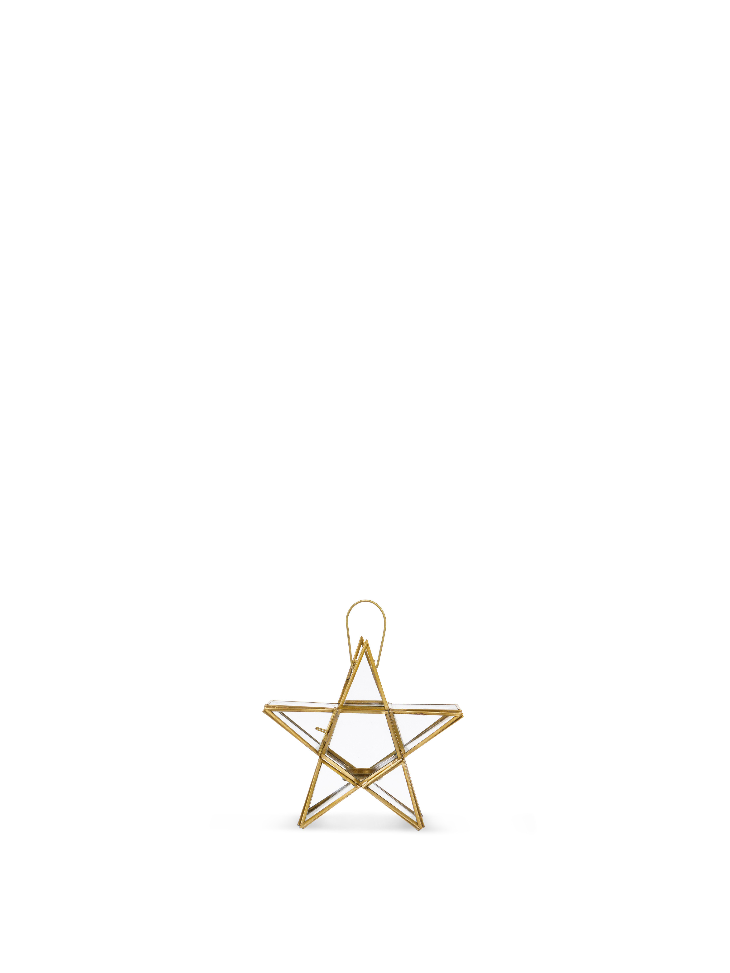 Glass hanging star lantern, Gold, large image number 0