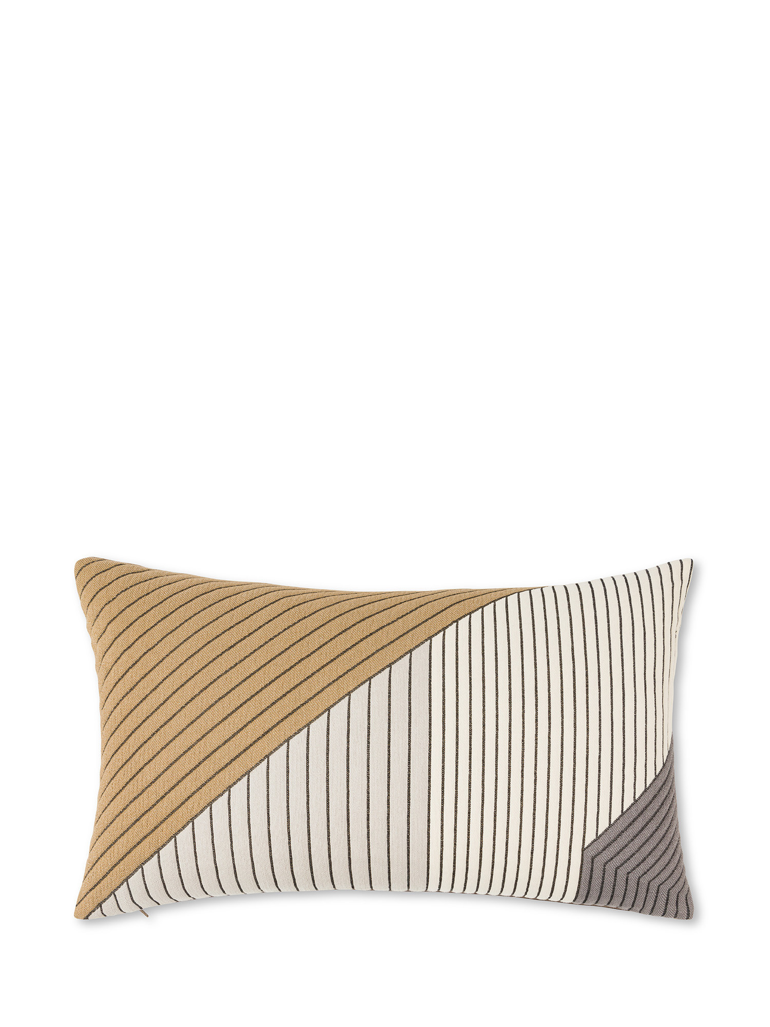 Cuscino jacquard motivo linee 30x50cm, Sabbia, large image number 0
