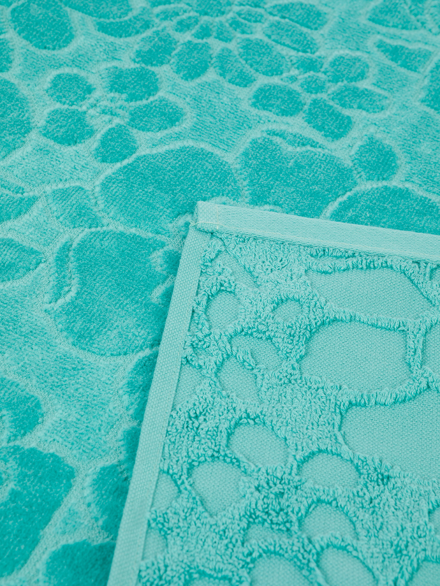Asciugamano cotone velour motivo floreale a rilievo, Verde acqua, large image number 2