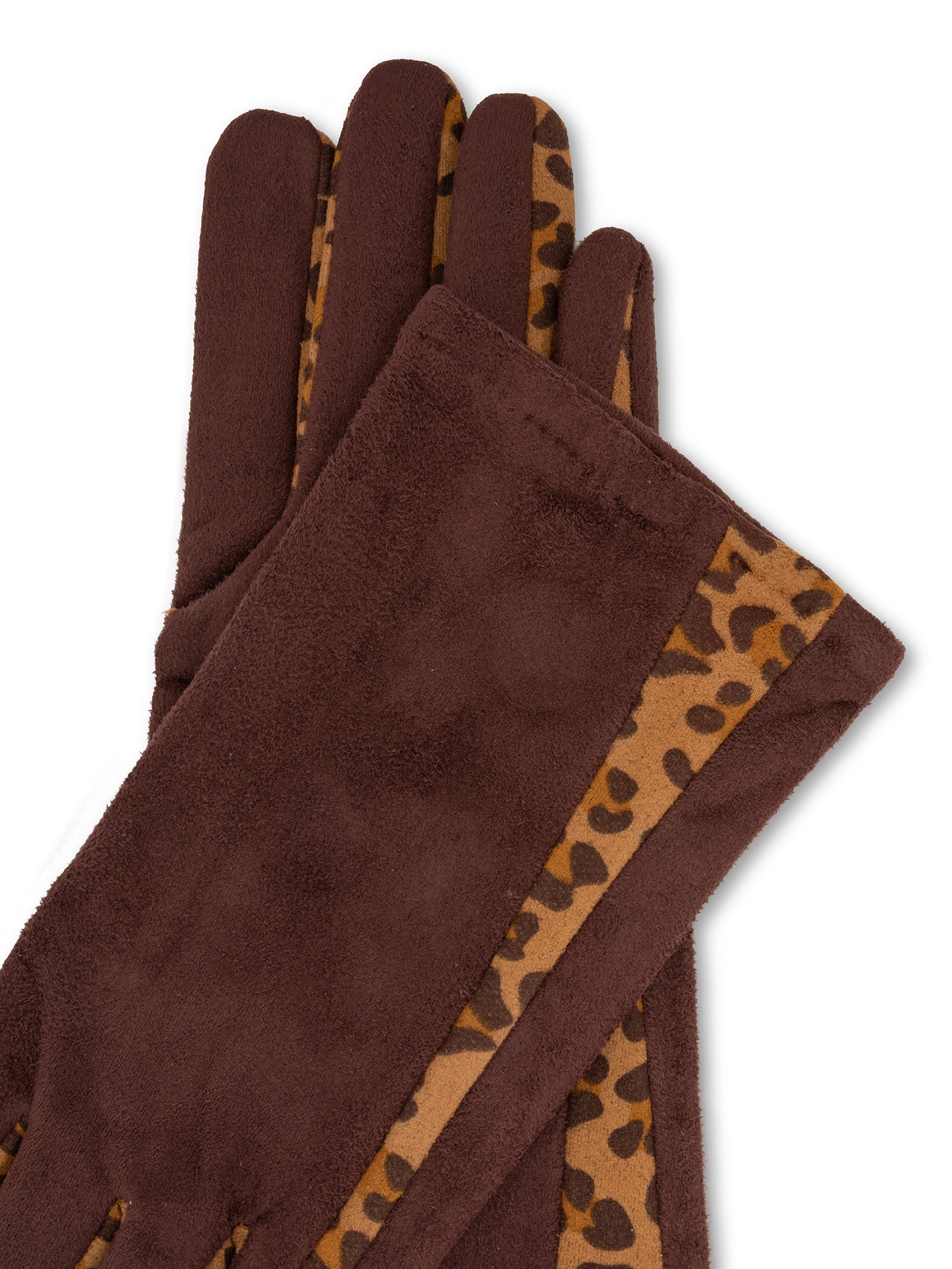 Koan - Gloves with animalier inserts, Brown, large image number 1