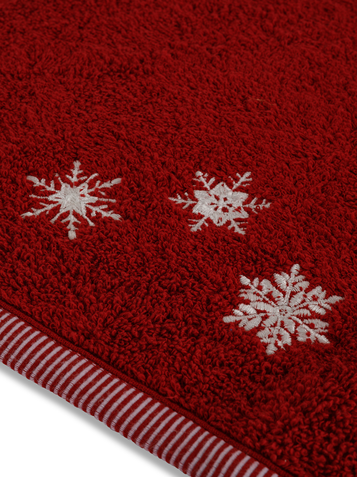 Set 2 asciugamani ricamo fiocchi di neve, Rosso, large image number 3