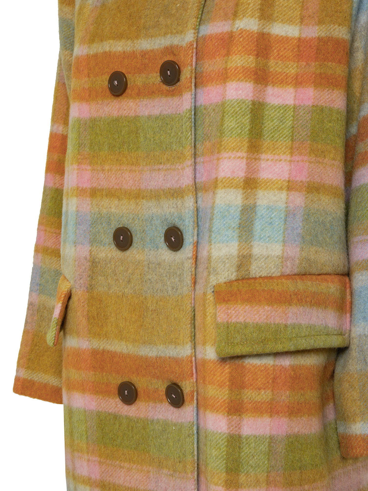 Wool blend coat with pink check pattern, Multicolor, large image number 2