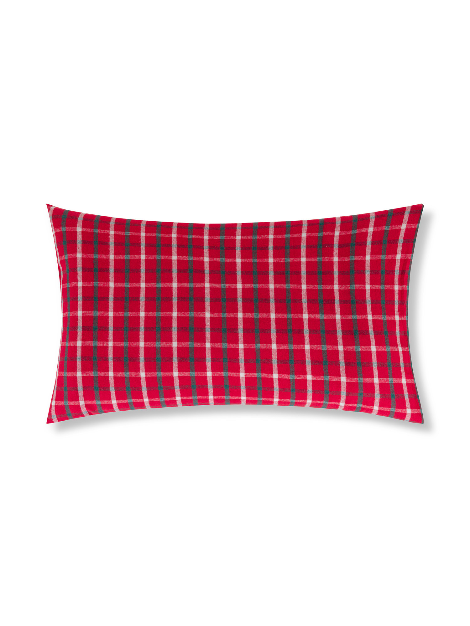 Federa tartan tinto filo in caldo cotone, Rosso, large image number 0