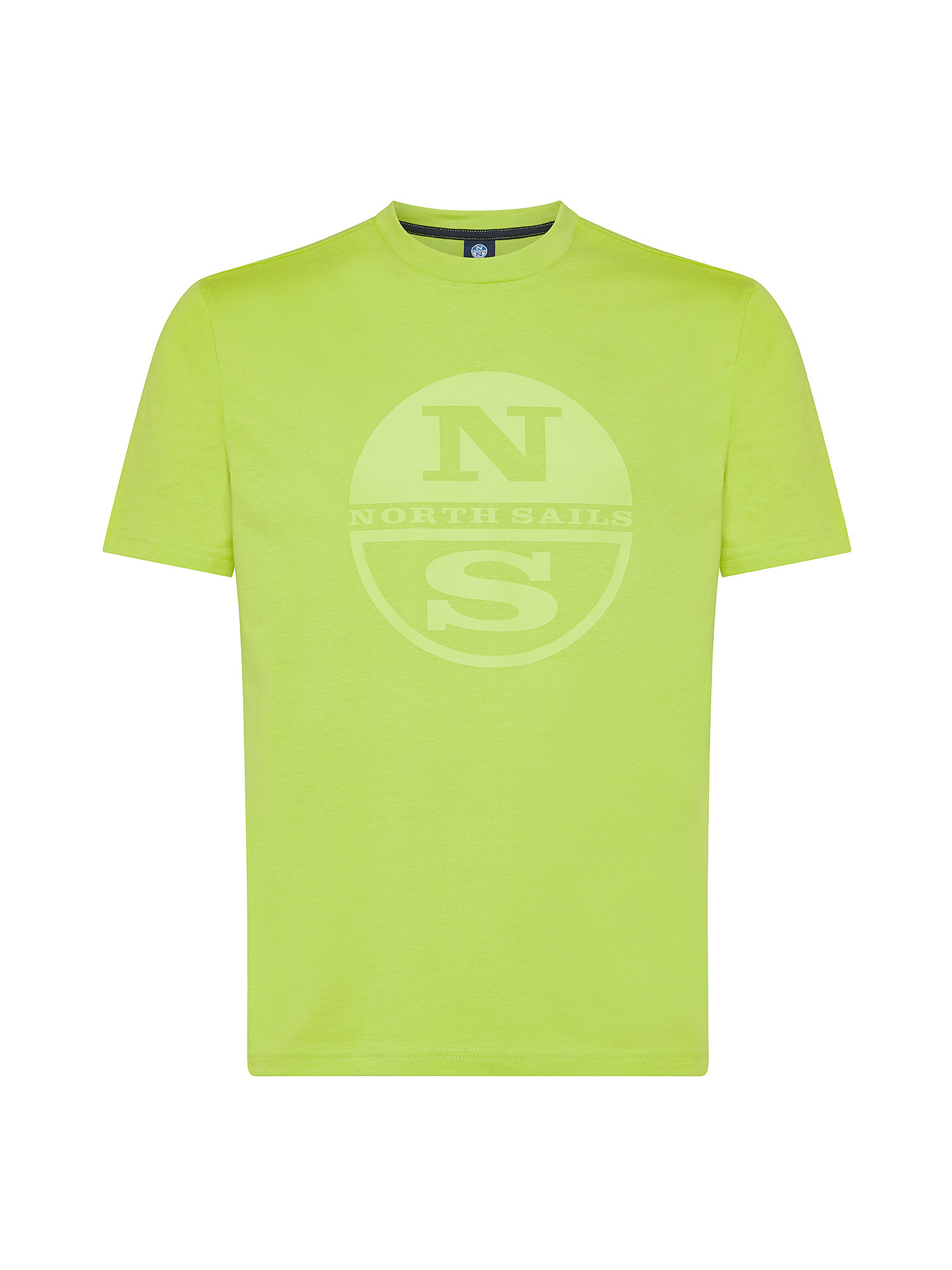 North sails - T-shirt in jersey di cotone organico con maxi logo stampato, Verde chiaro, large image number 0
