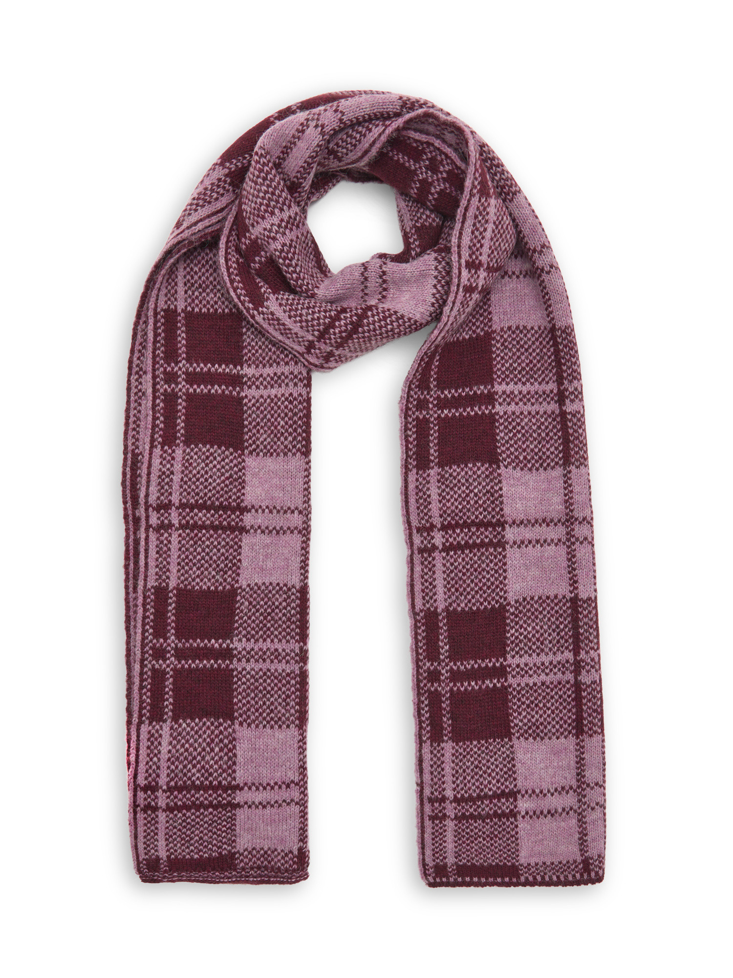 Koan - Tartan checked knitted scarf, Pink, large image number 0