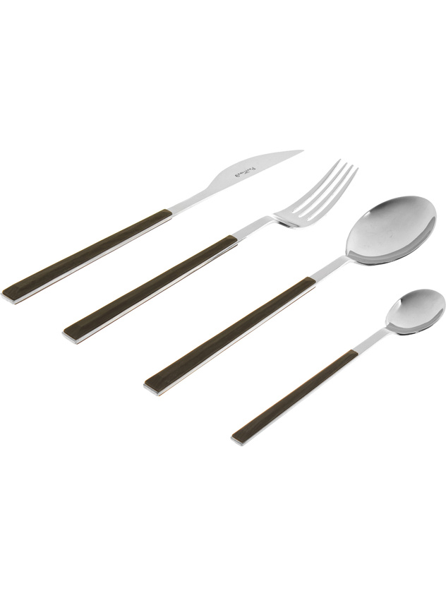 24-piece cutlery set wood effect