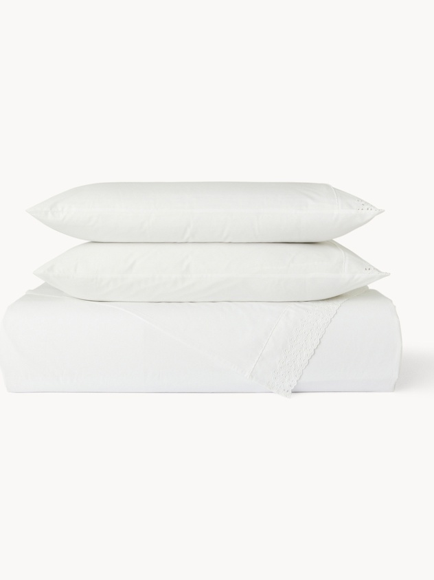 Embroidered Cotton Percale Sheet Set - Discounted Price