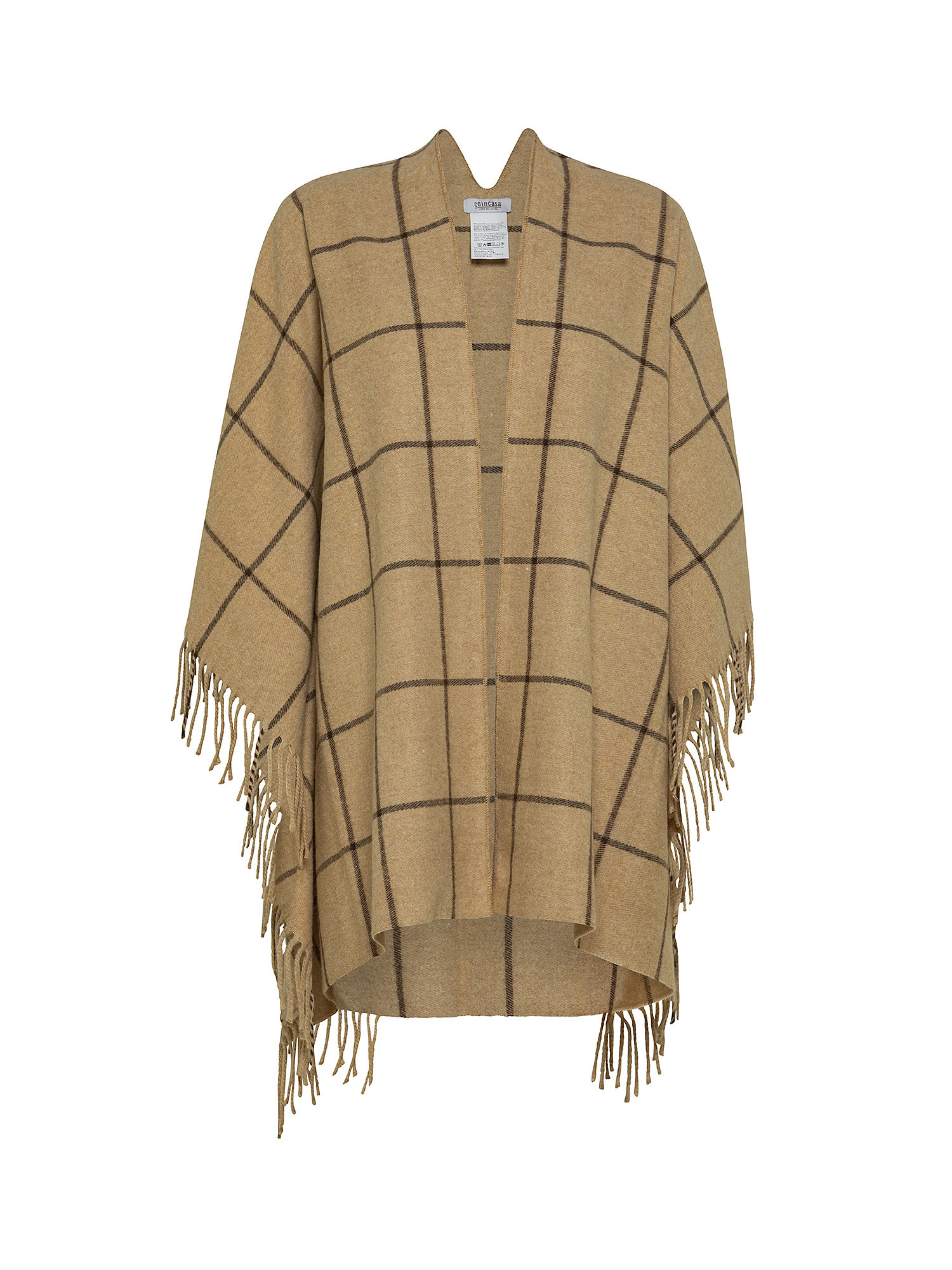 Two-tone poncho with window design, Beige, large image number 0