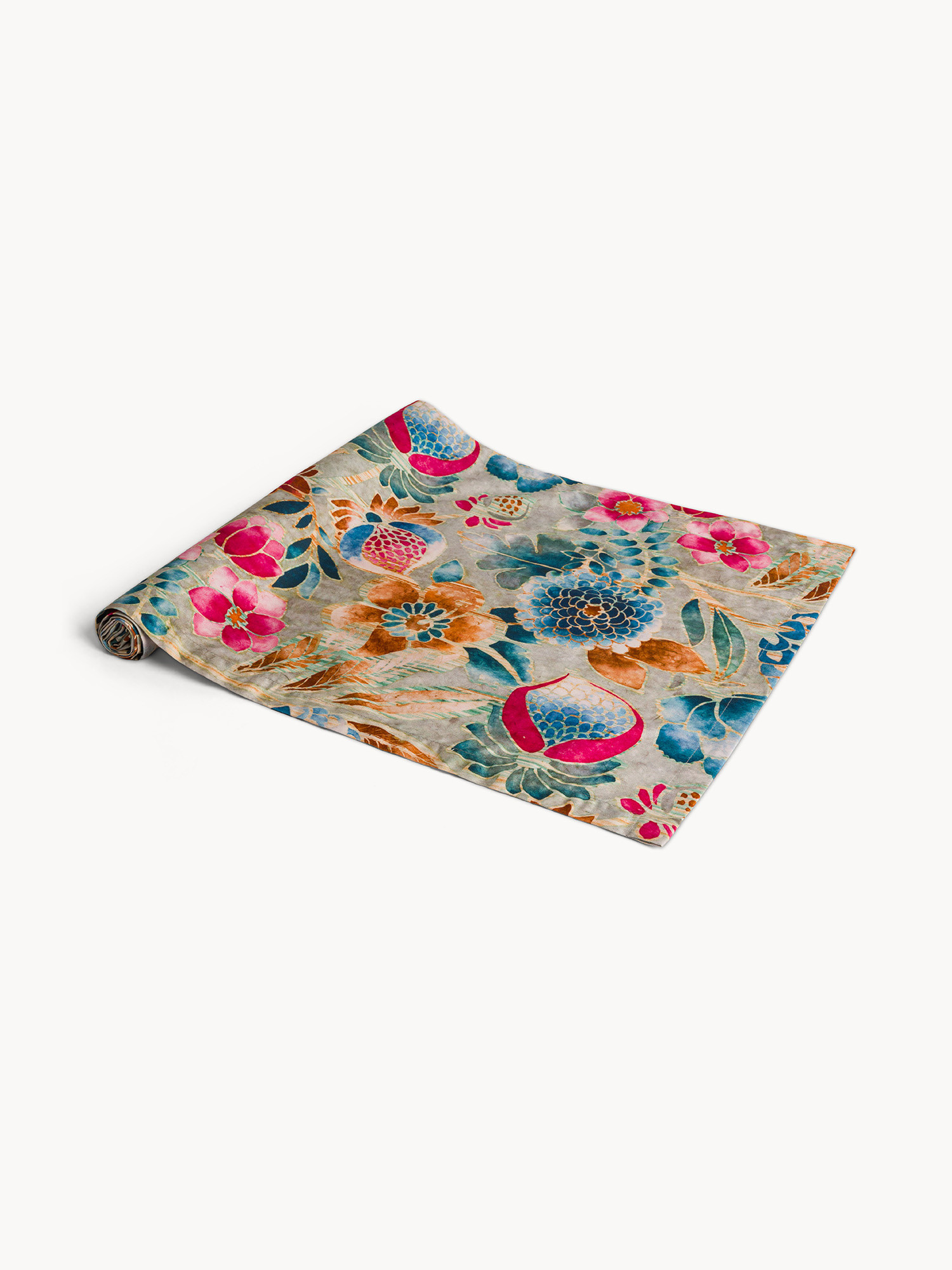 Runner in twill di puro cotone stampa floreale, Multicolor, large image number 0