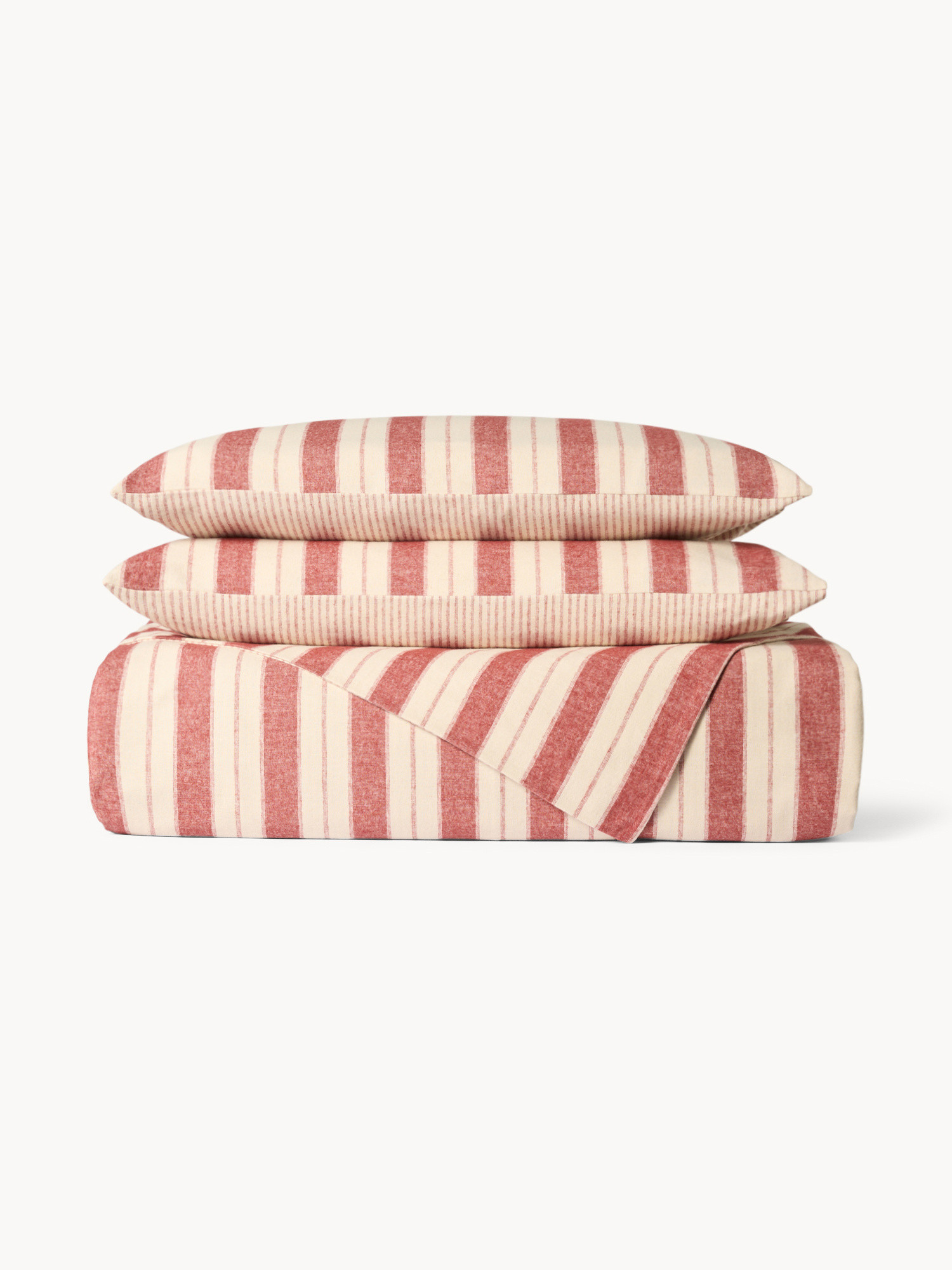 Warm striped cotton duvet cover, Red, large image number 0