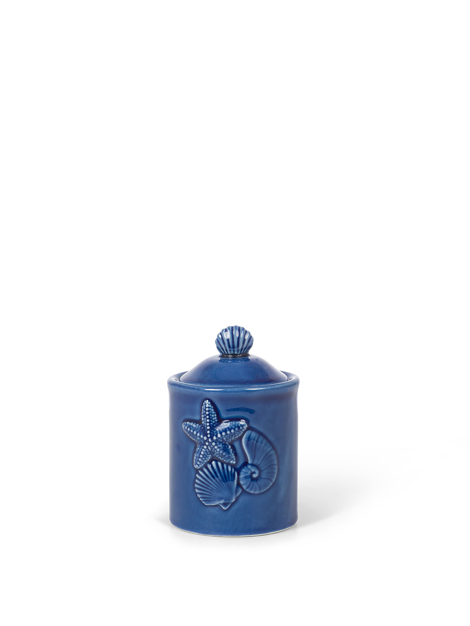 Barattolo porcellana motivo conchiglie, Blu, large image number 0