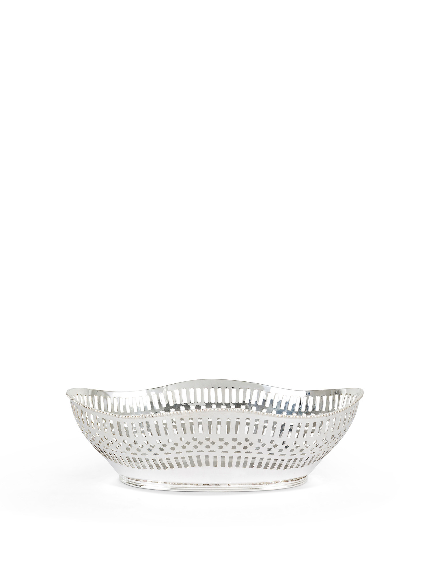 Oval basket in silver plated brass, Silver Grey, large image number 0