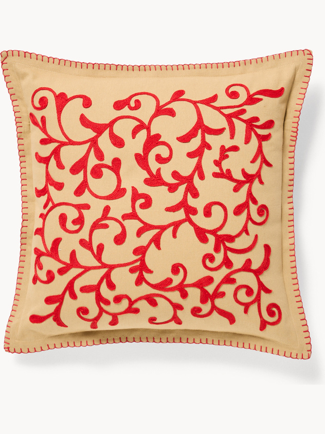 Cuscino 45x45 in cotone con ricamo a catenella