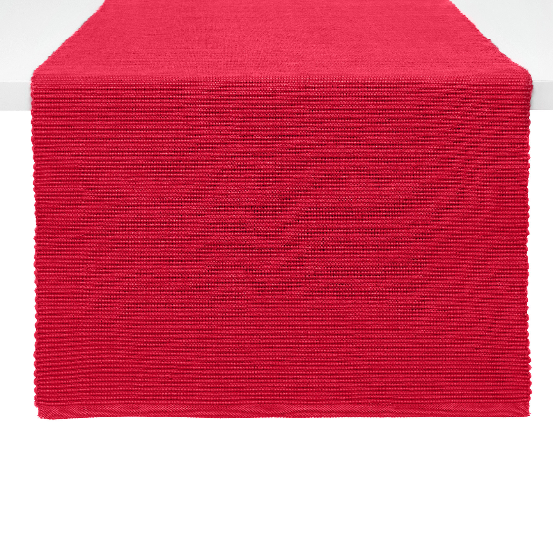 Solid colour 100% cotton table runner, Strawberry Red, large image number 0