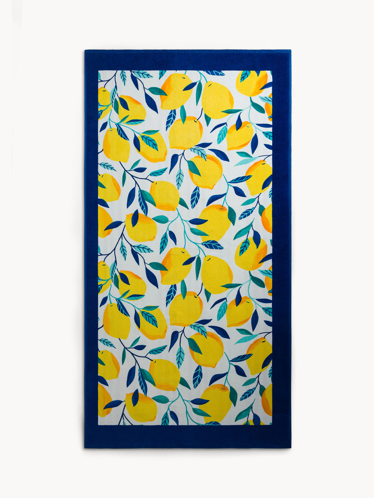Cotton beach bag with lemon print, Multicolor, large image number 0