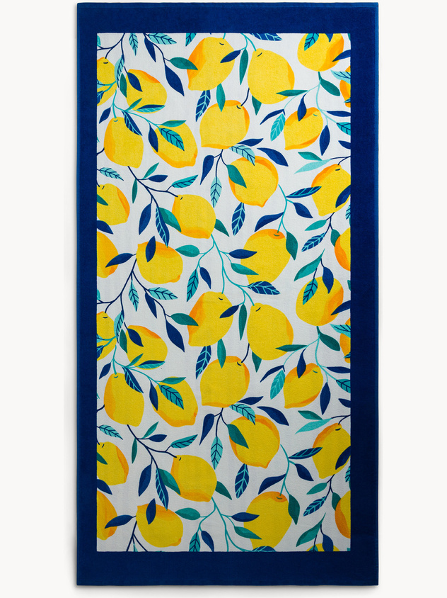 Cotton beach bag with lemon print