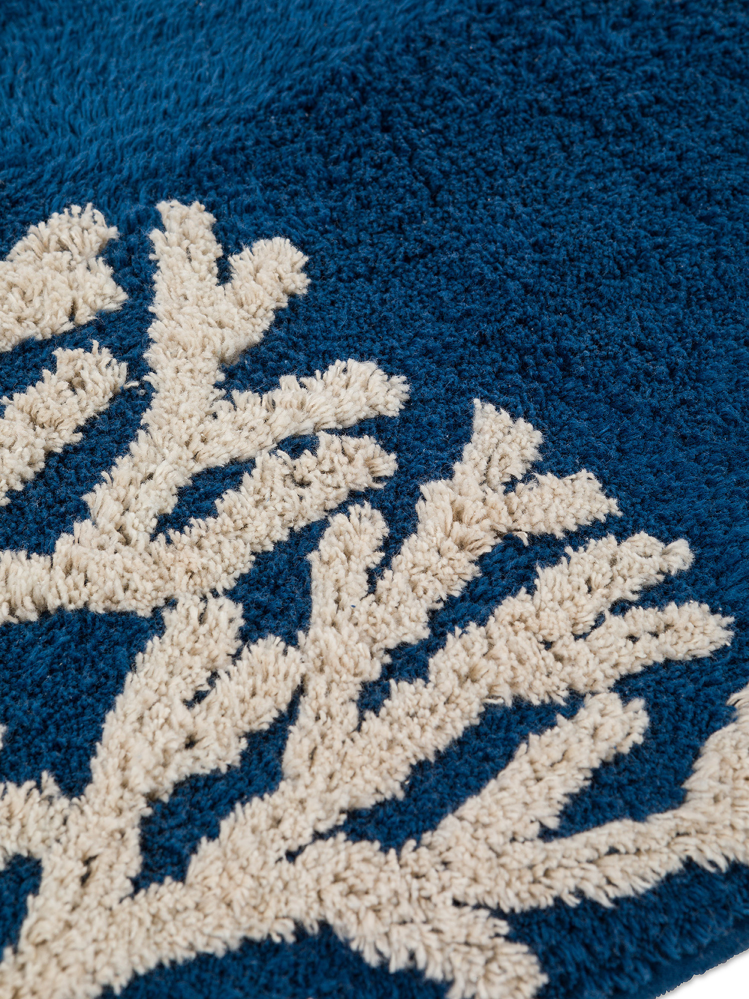 Cotton bathroom rug with coral motif, Blue, large image number 1