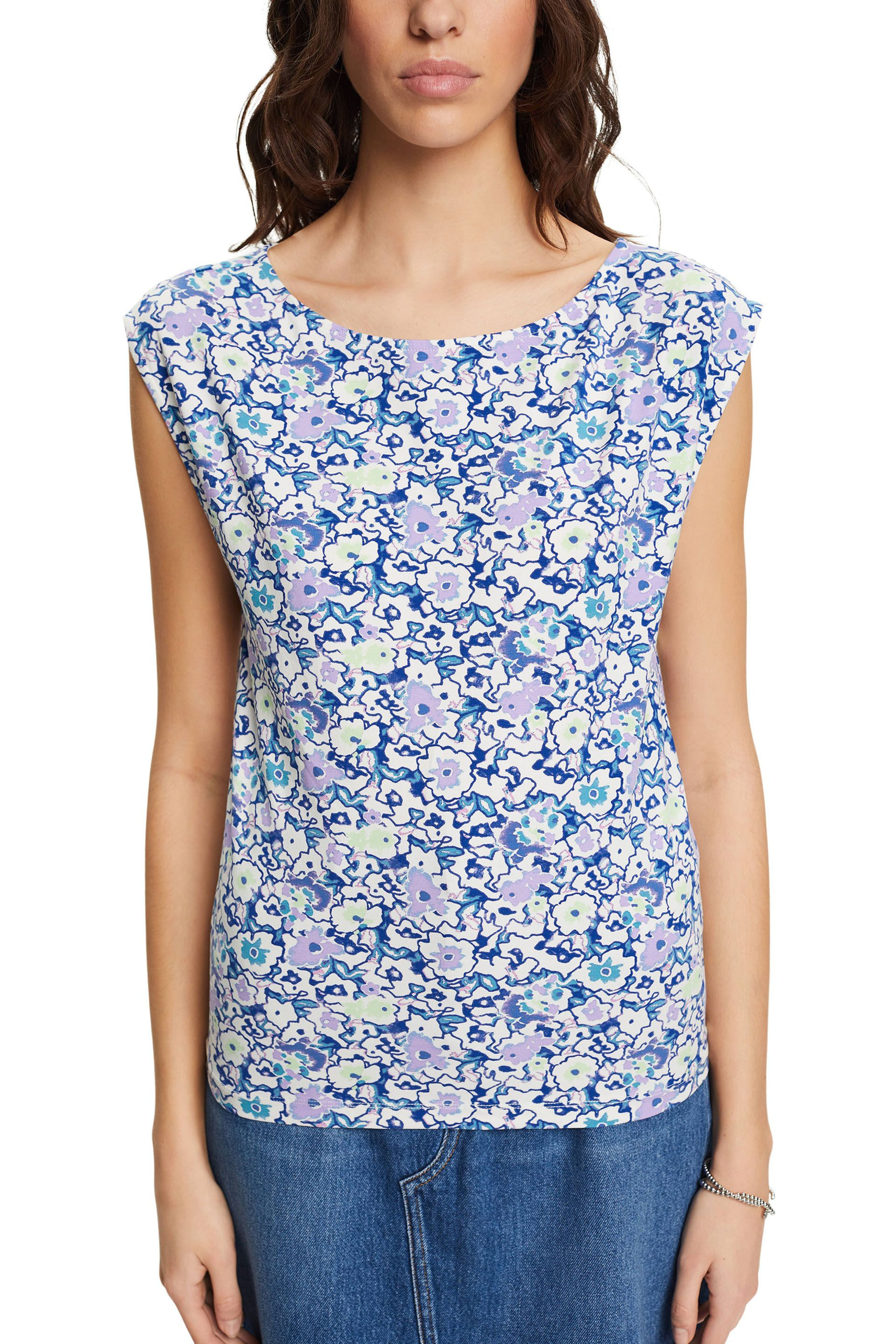 Esprit - T-shirt con stampa floreale, Blu, large image number 2
