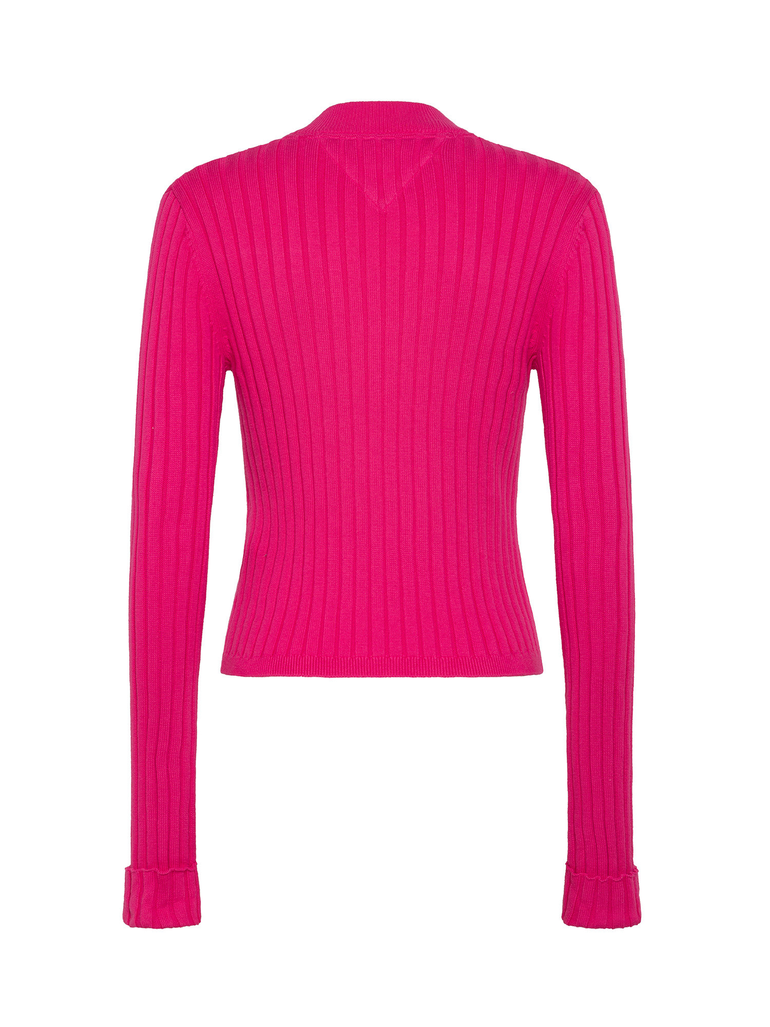 Tommy Jeans - Ribbed crew neck sweater with micro logo, Pink Fuchsia, large image number 1