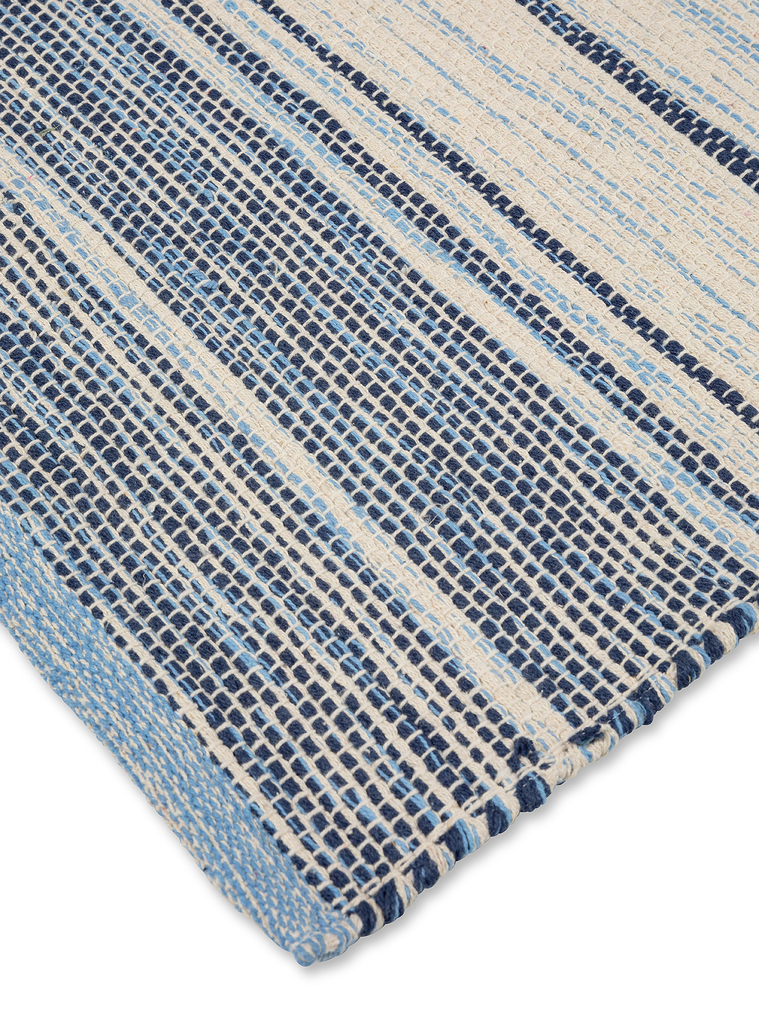 Cotton rug with multi-stripe design, Blue, large image number 1