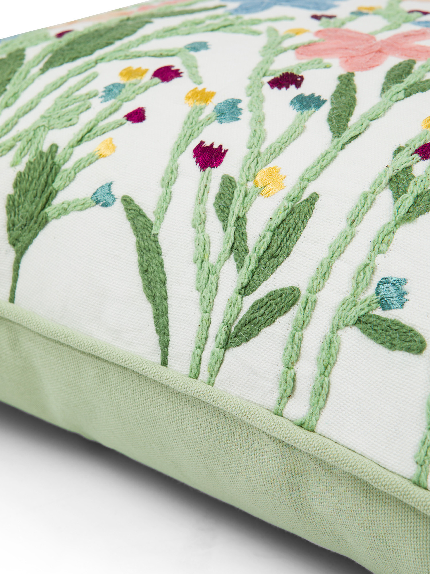 Flower embroidered cushion 35X50cm, Green, large image number 2