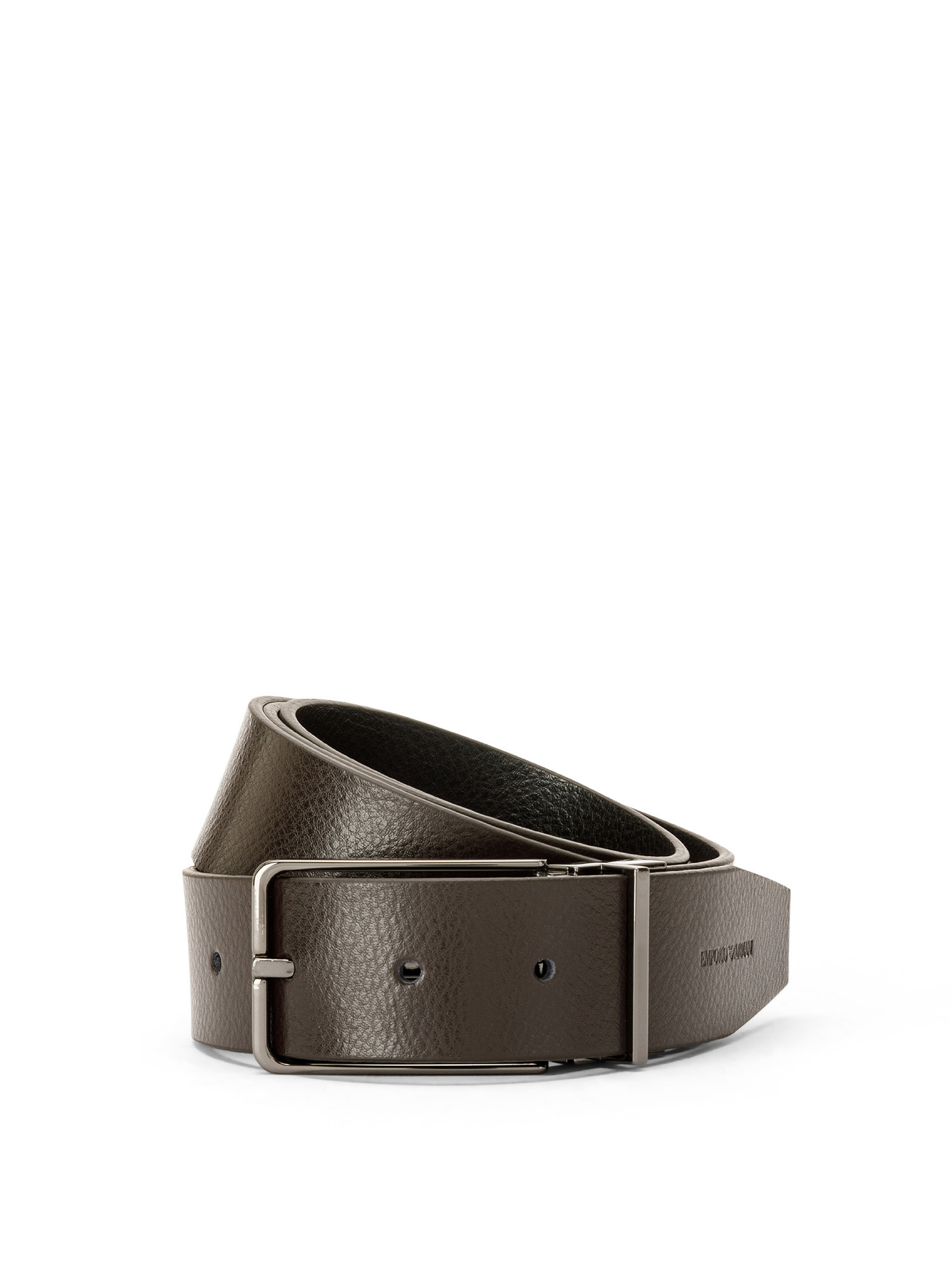 Emporio Armani - Reversible reindeer-effect leather belt, Brown, large image number 0