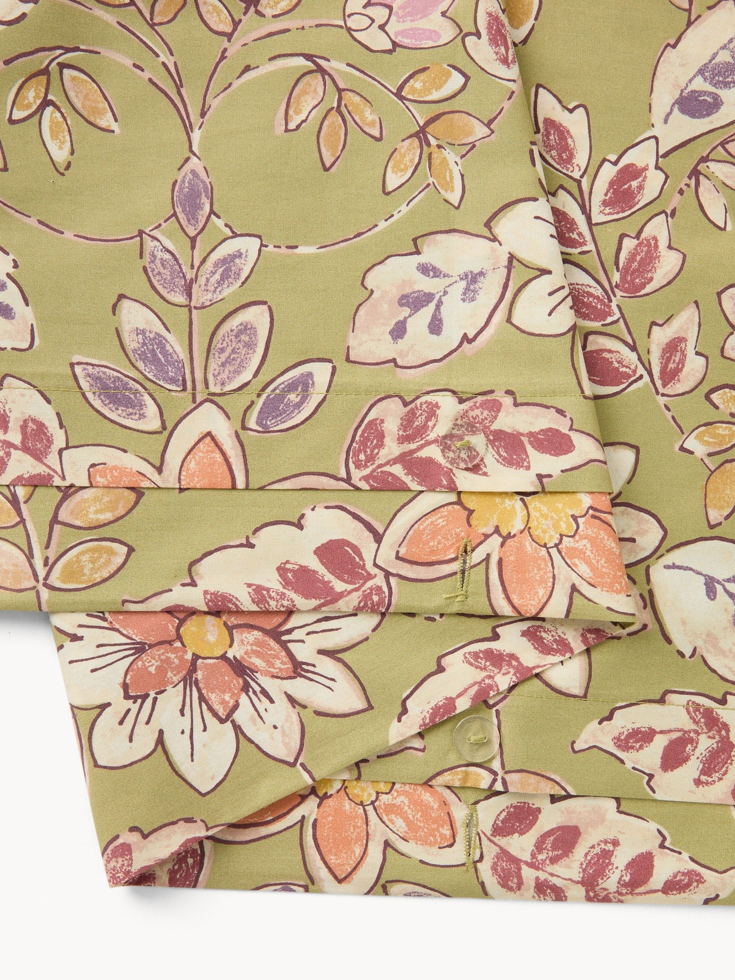 Floral Percale Cotton Duvet Cover Set - Discounted Price, Green, large image number 1