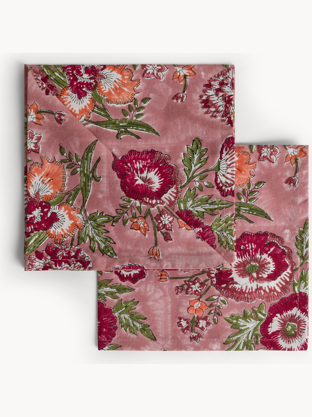 Set of 2 pure cotton napkins with block print