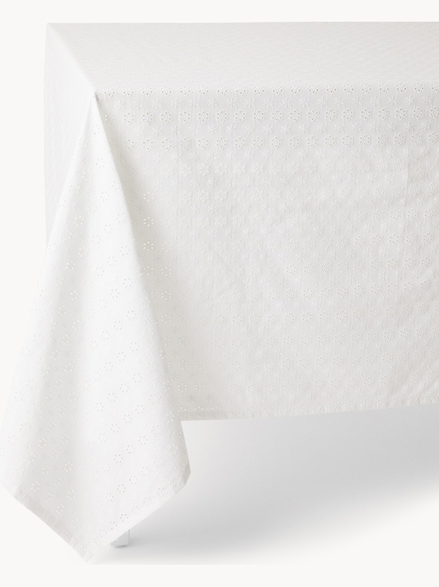 Cotton tablecloth with broderie anglaise embroidery