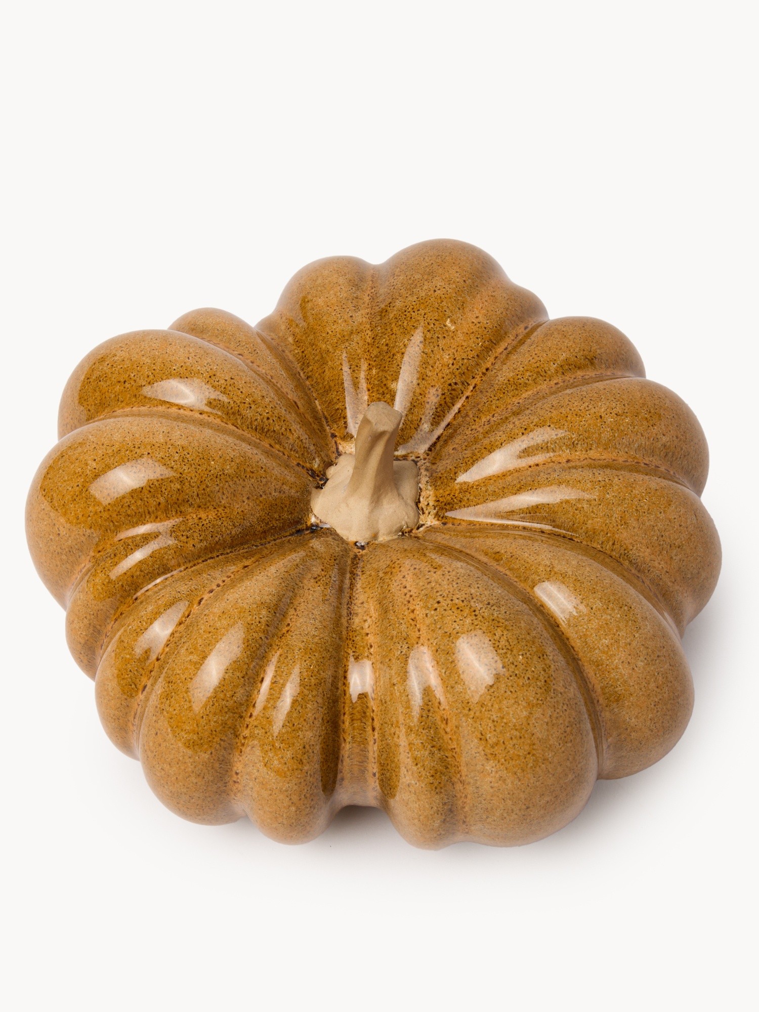 Decorative ceramic pumpkin, Mustard Yellow, large image number 1