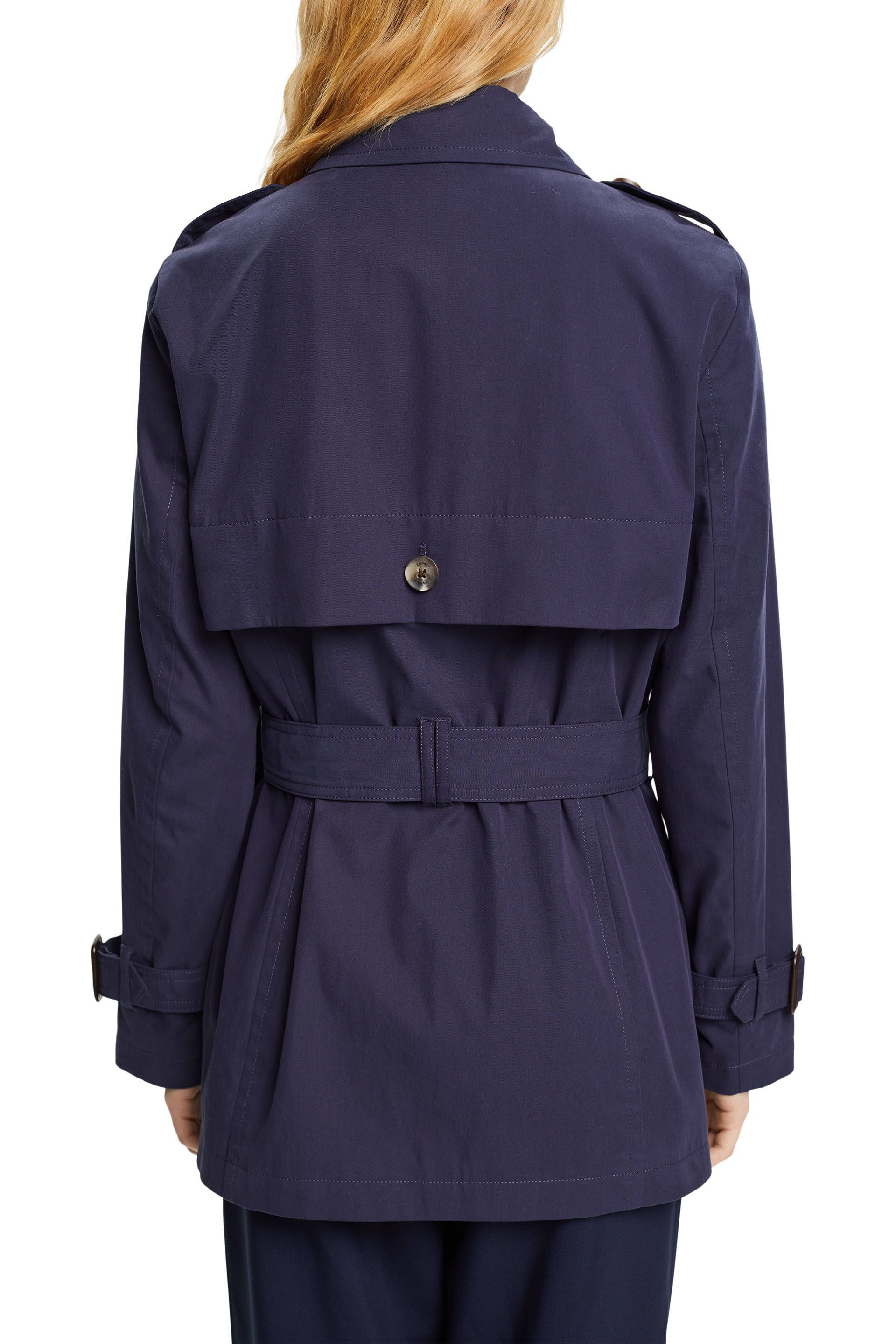 Esprit - Short trench coat with belt, Dark Blue, large image number 2