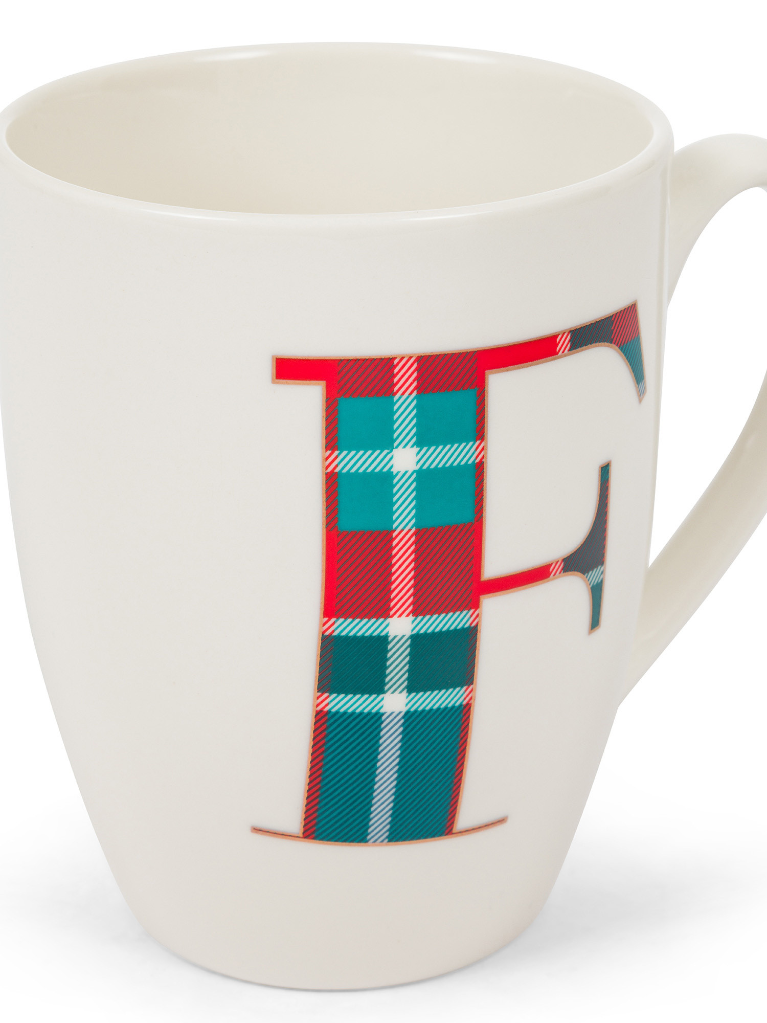 Tazza in porcellana lettera tartan, Bianco, large image number 1