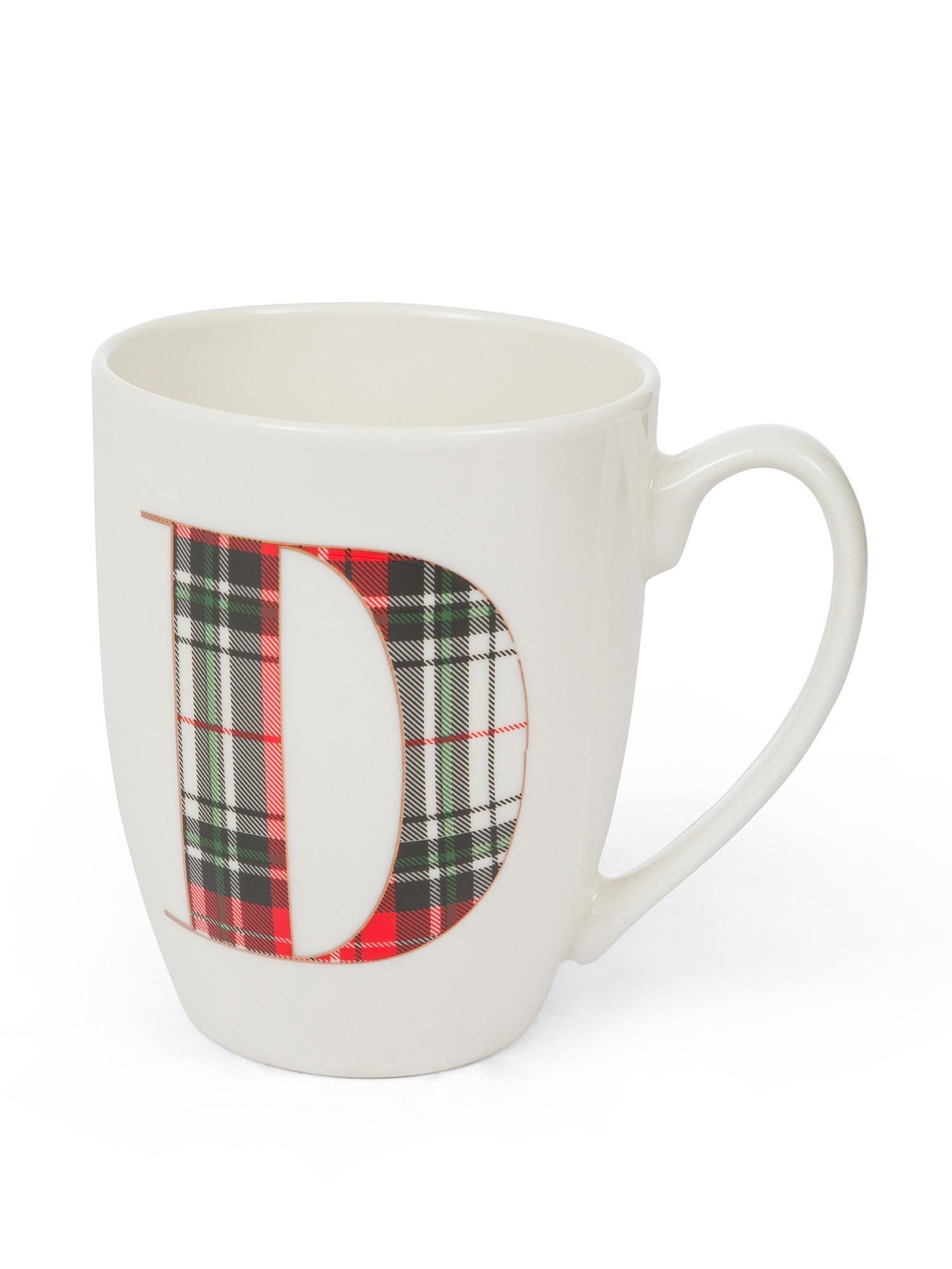 Tazza in porcellana lettera tartan, Bianco, large image number 1