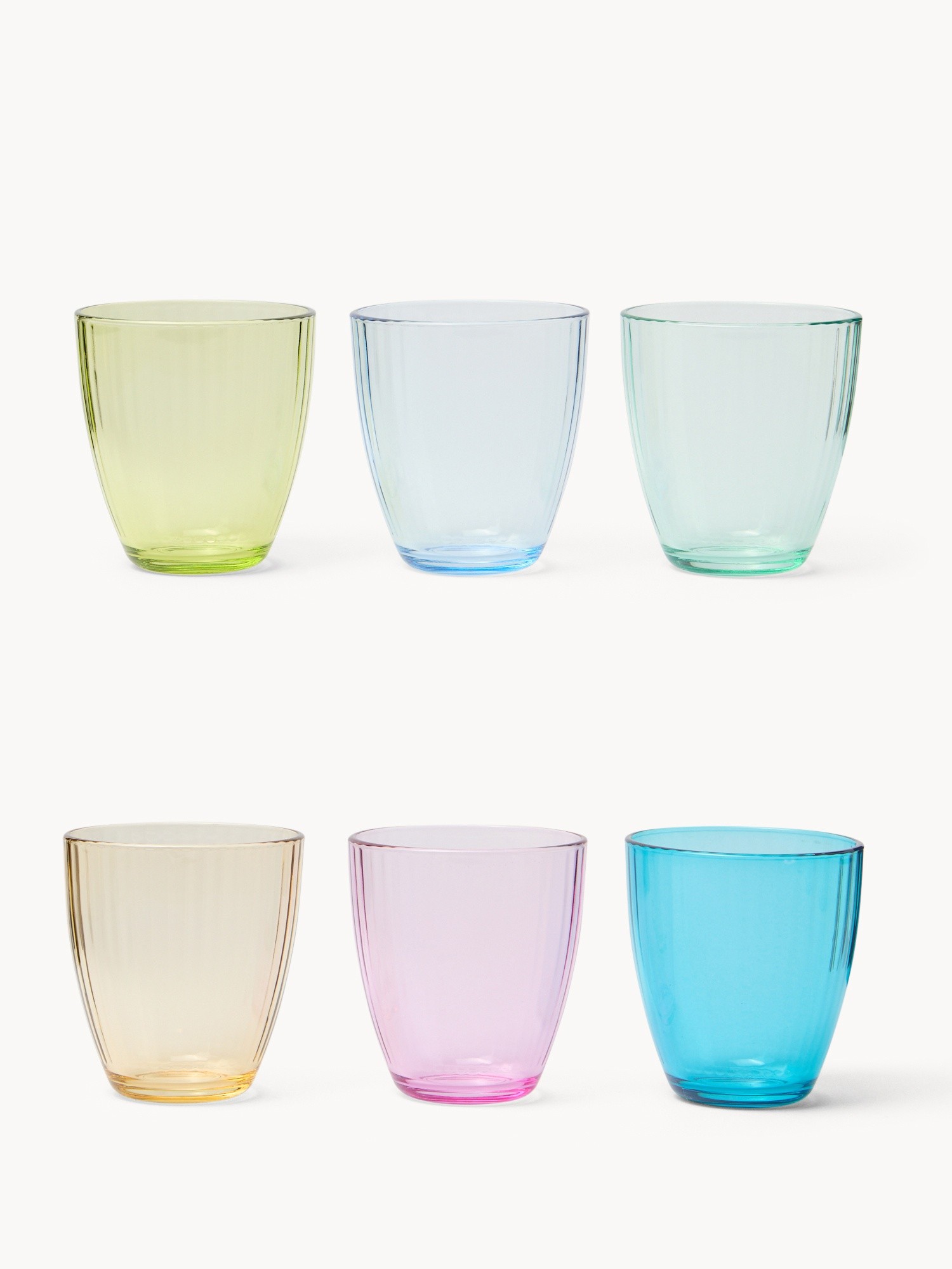 Set of 6 colored line glasses, Multicolor, large image number 0