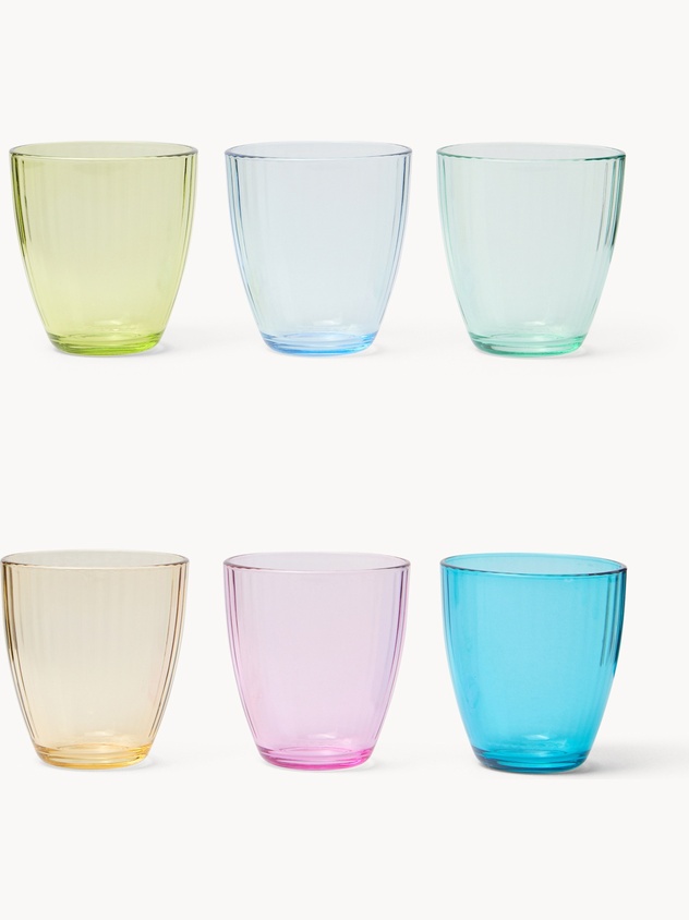 Set of 6 colored line glasses