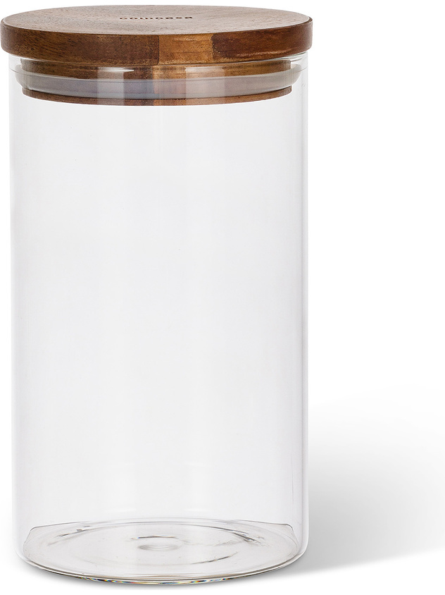 Glass jar with lid in acacia wood