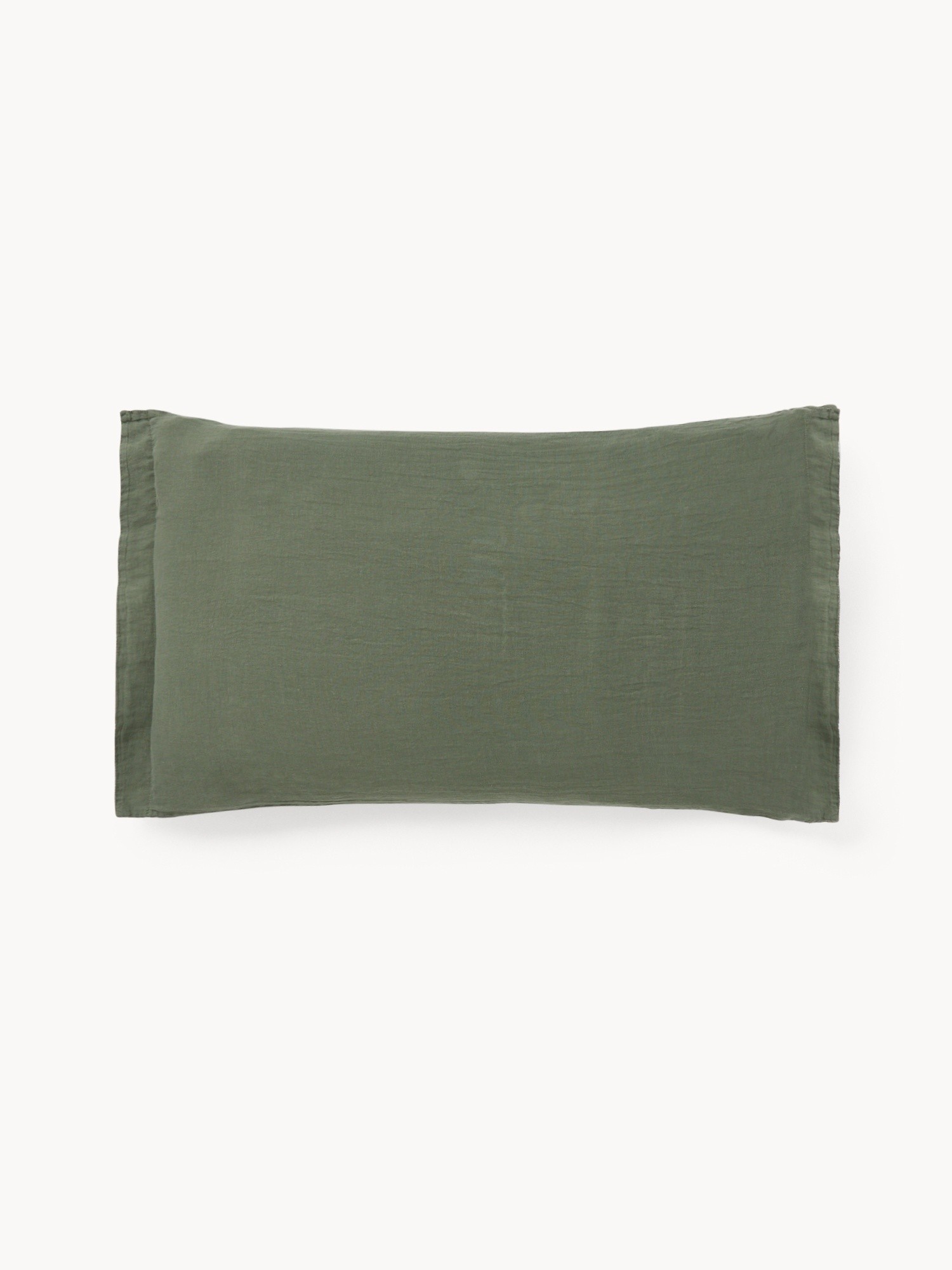 Zefiro pure washed linen pillowcase, Olive Green, large image number 0