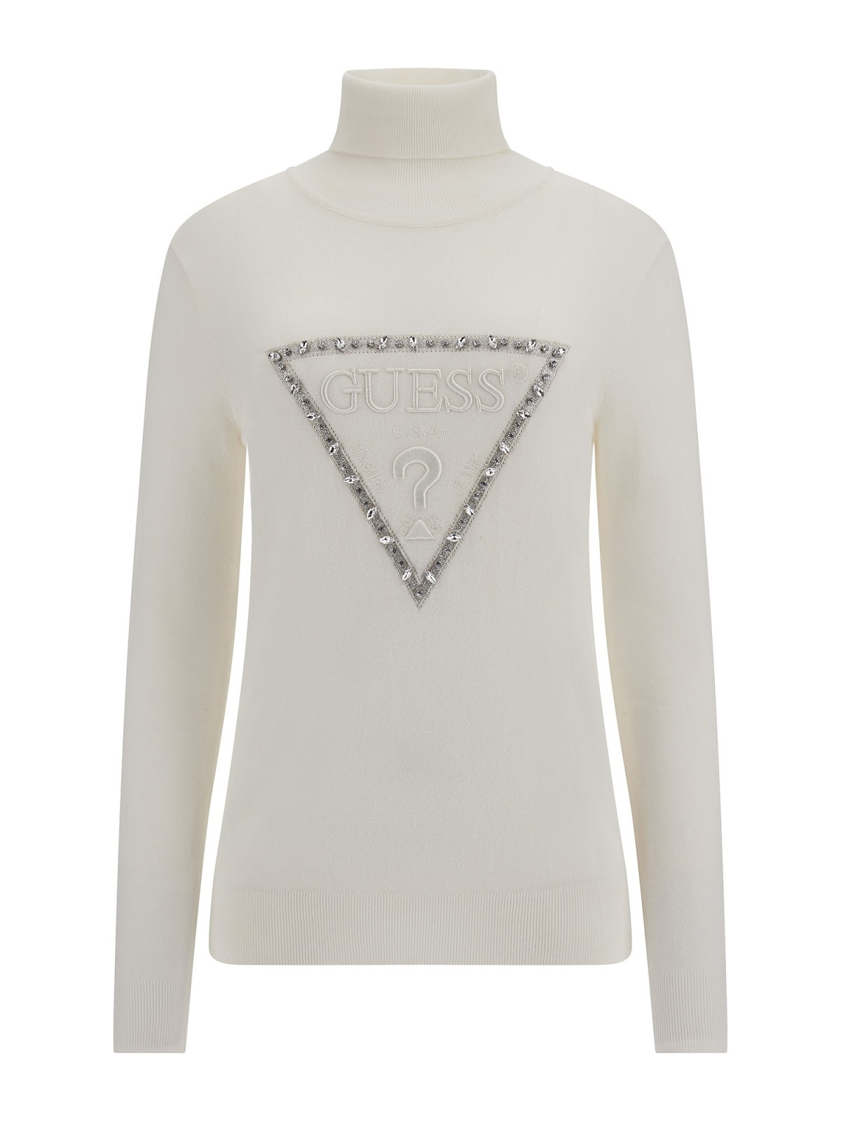 Triangle logo sweater with rhinestones, White, large image number 0