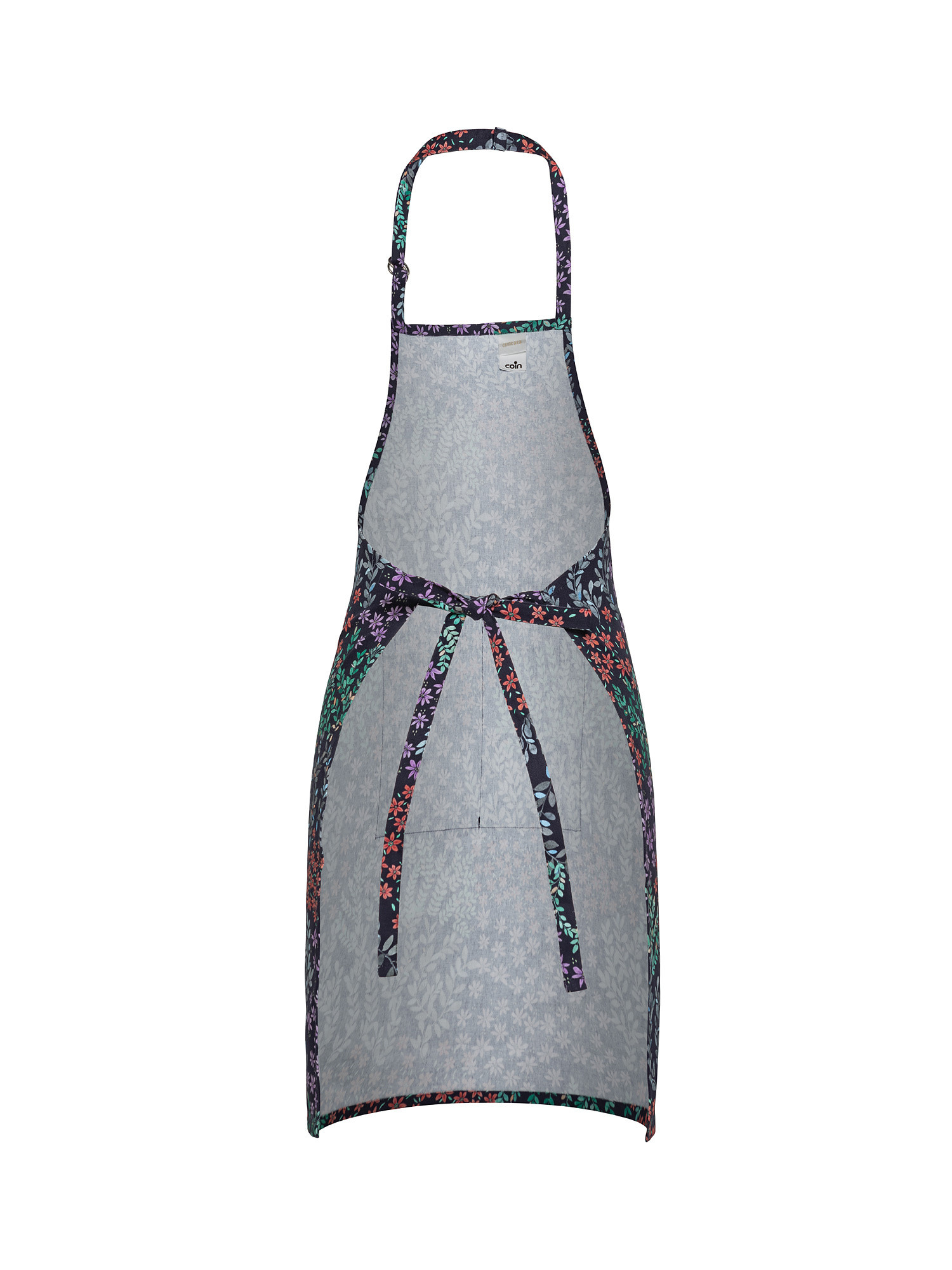 Grembiule da cucina puro cotone stampa digitale a fiori, Blu, large image number 1