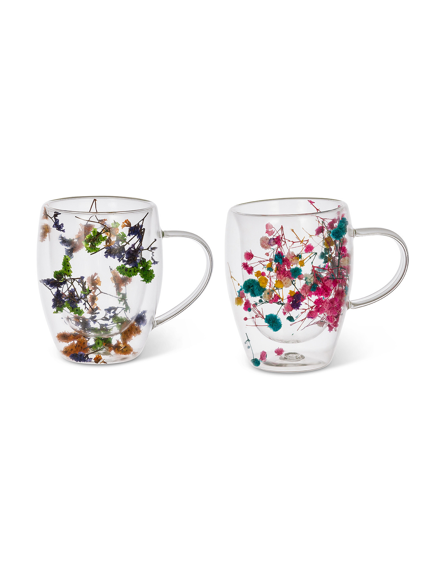 Mug in vetro con fiori, Trasparente, large image number 0