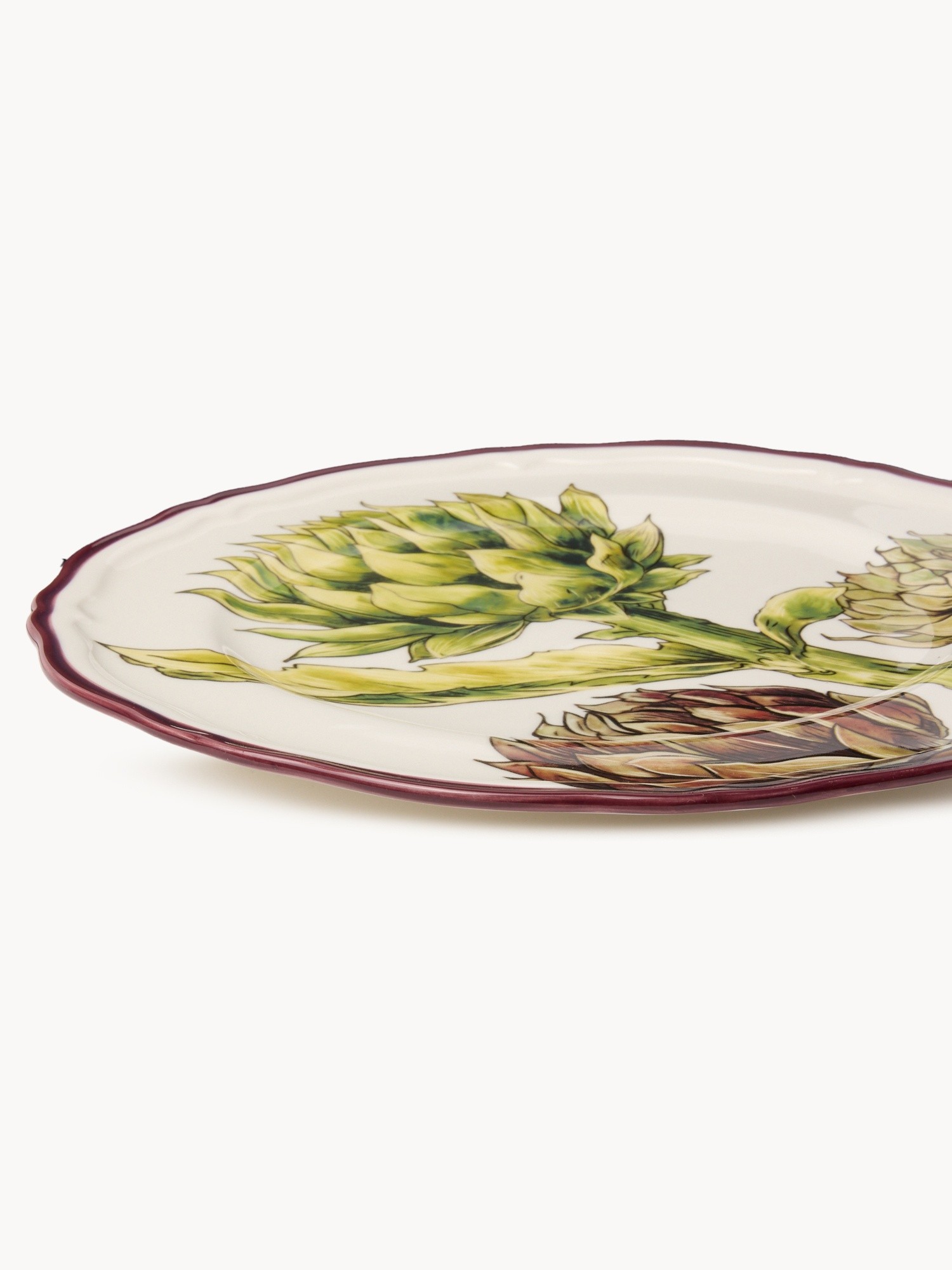 Stoneware serving plate with artichoke decoration, White 1, large image number 1