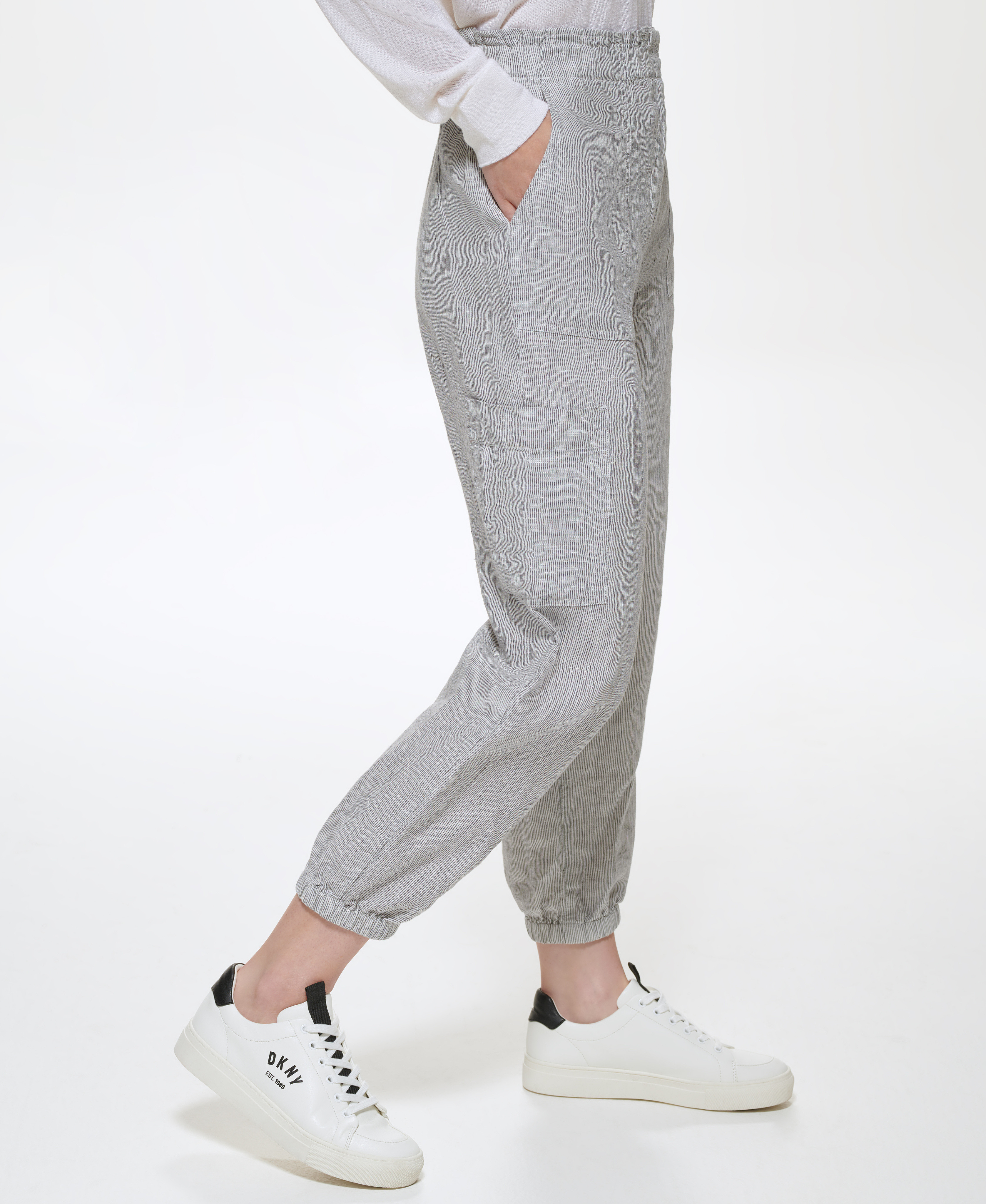 Striped jogger trousers, Grey, large image number 6