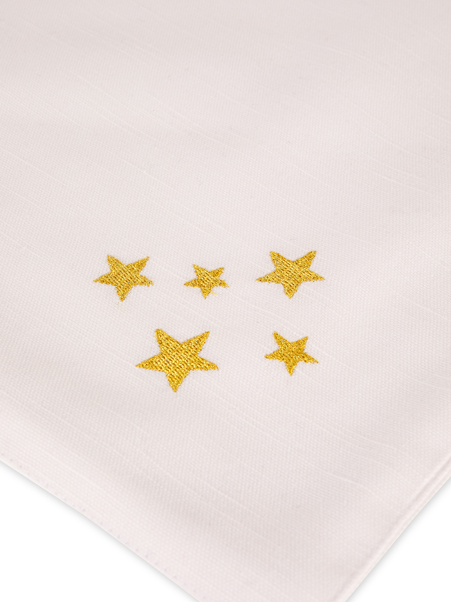 Tovaglietta cotone ricamo stelle, Oro, large image number 1