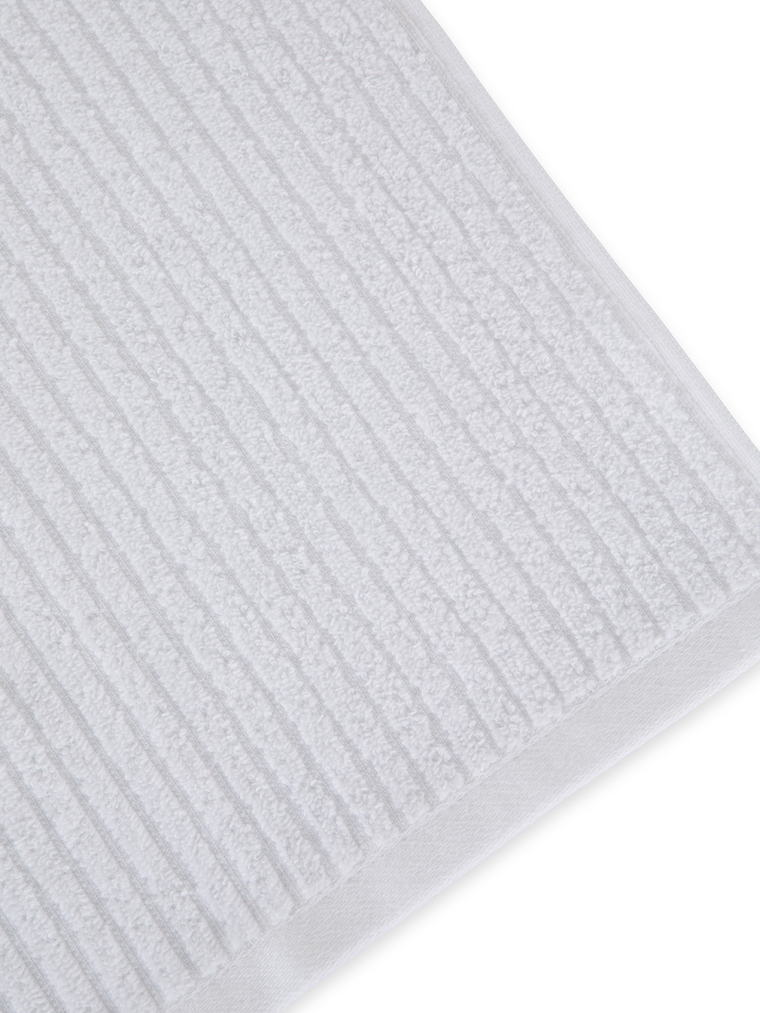 Set of 5 towels in pure cotton with jacquard stripes, White, large image number 2