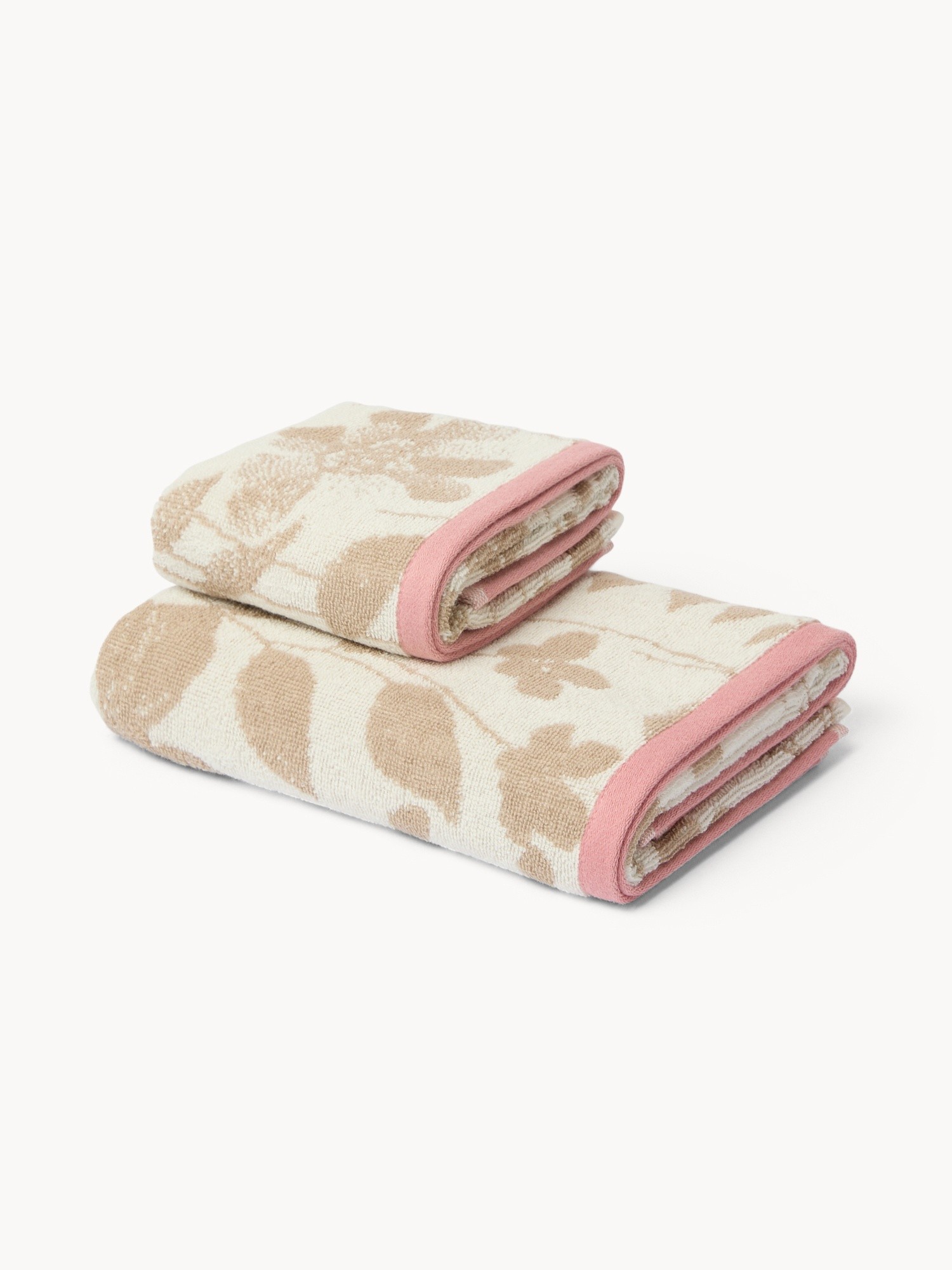 Cotton terry towel with floral theme - Discounted price, Beige, large image number 0